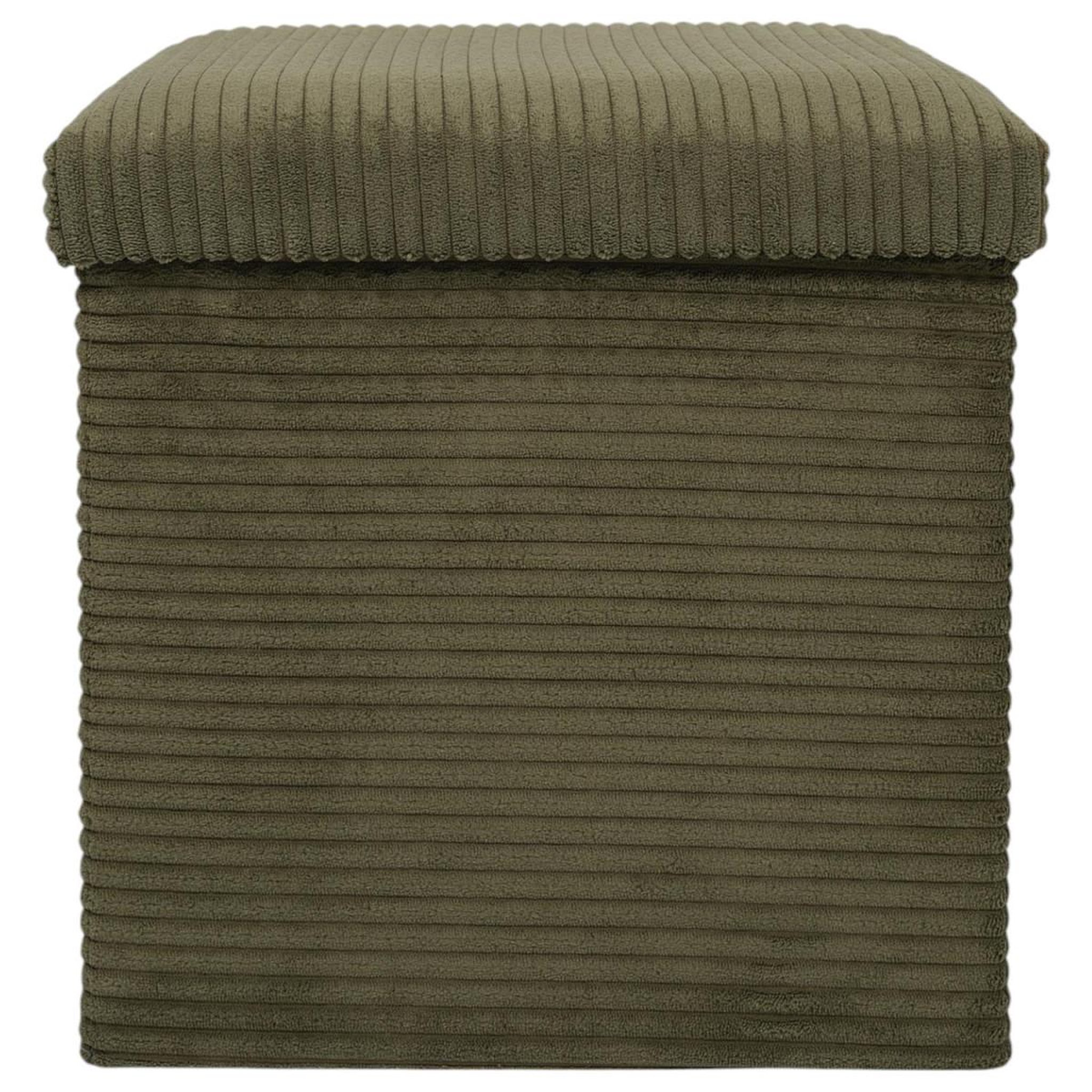Voir la diapositive 2 : The Home Deco Factory Pouf coffre pliable côtelé  scott  38cm vert