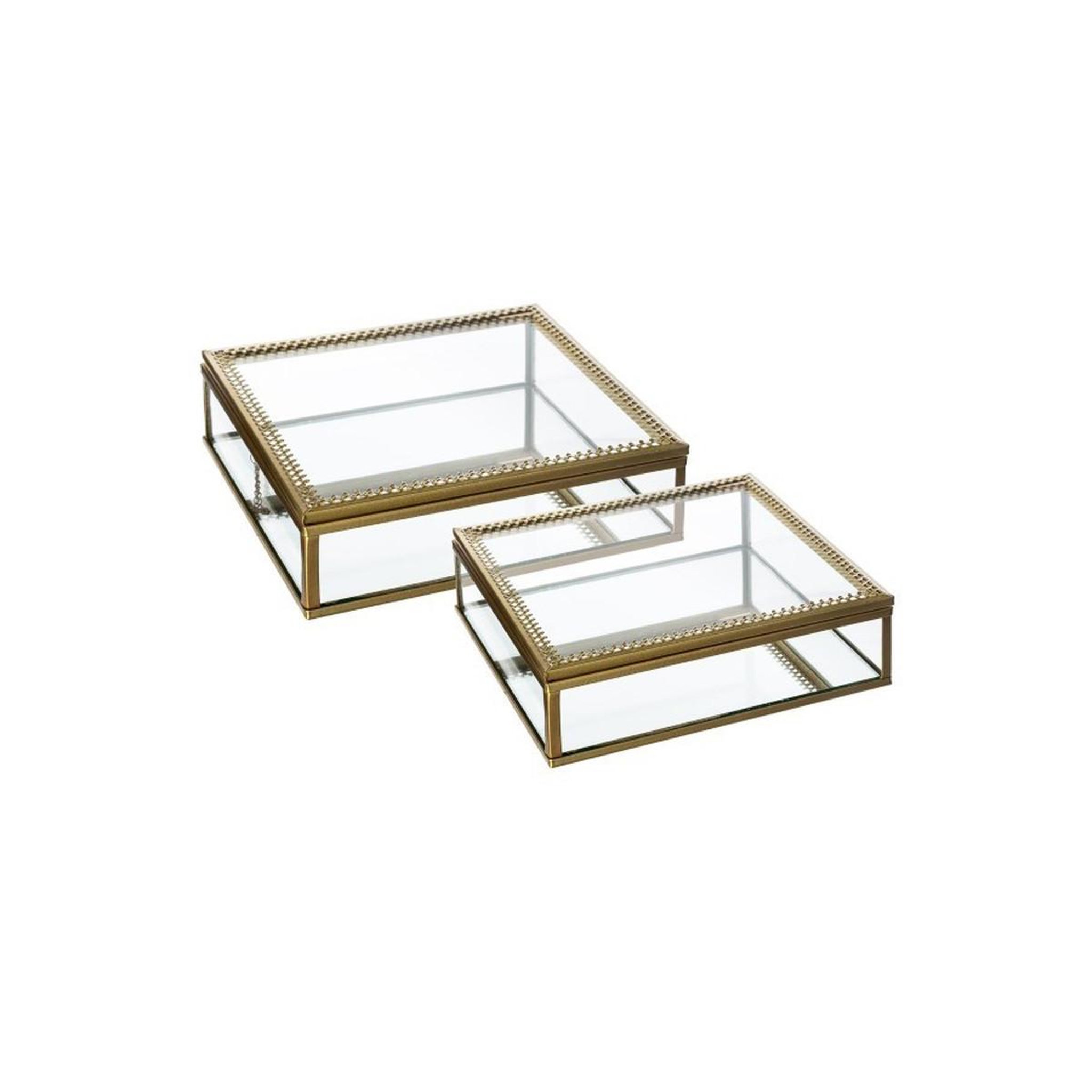 Voir la diapositive 1 : ATMOSPHERA Lot de 2 boîtes à bijoux en verre  stylish  18cm or