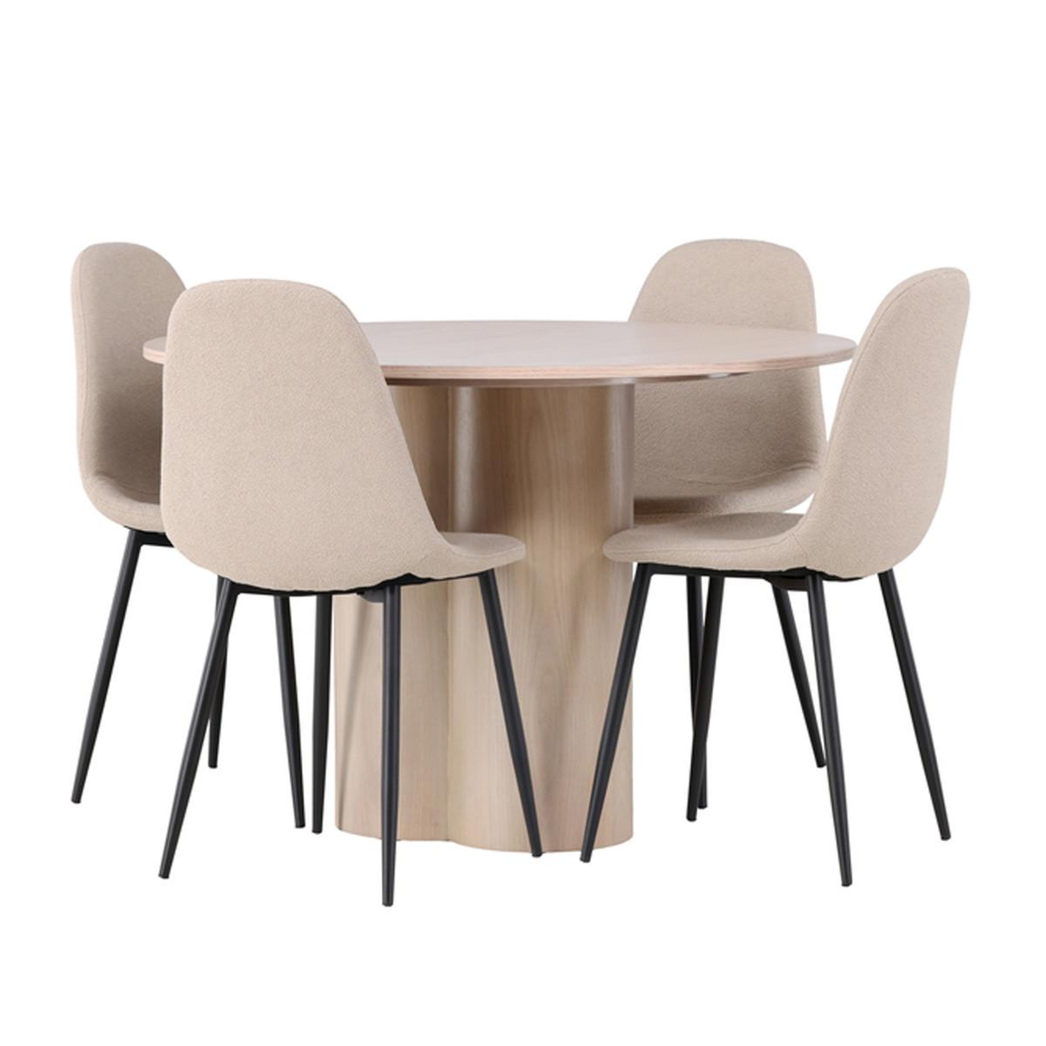 Paris Prix Ensemble table à manger & 4 chaises  olivia & polar  110cm naturel & beige