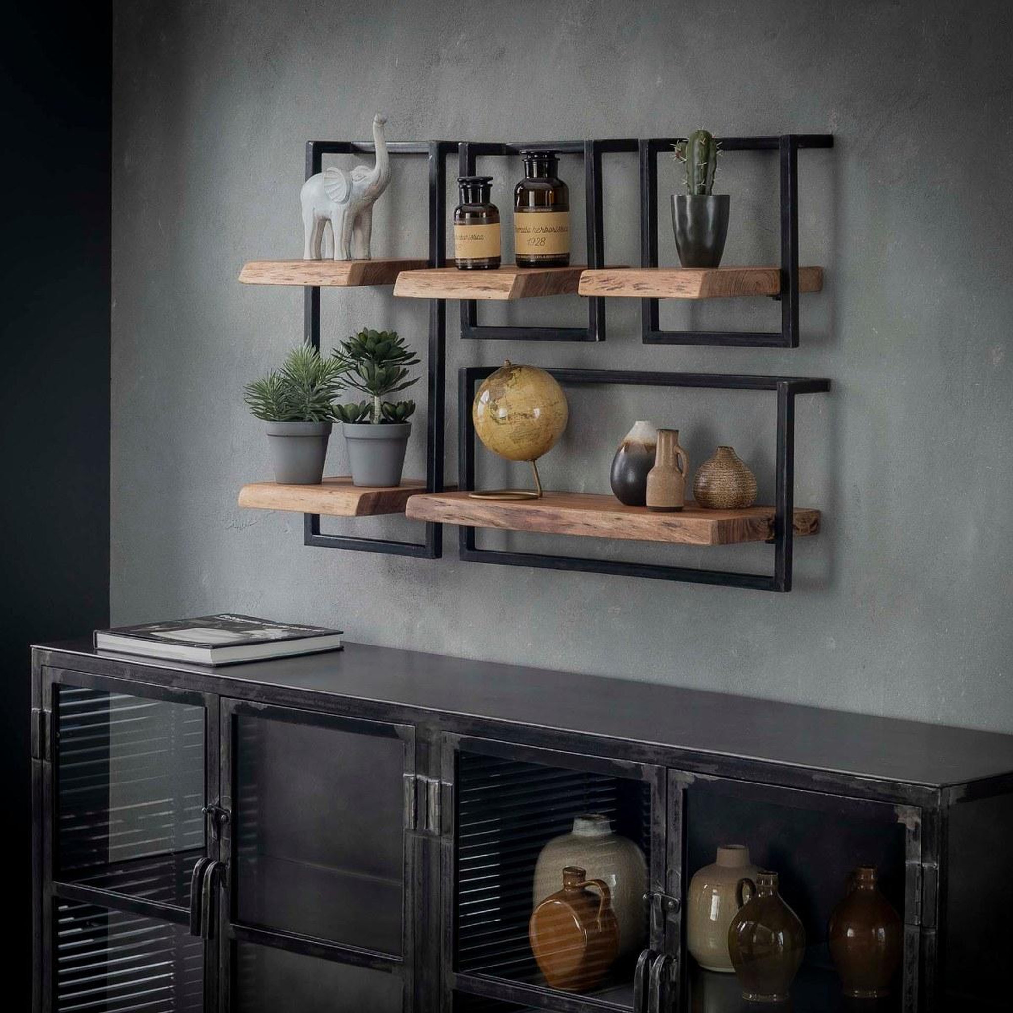 Voir la diapositive 5 : JLC KREATION Étagère murale en bois et métal h65cm ernest