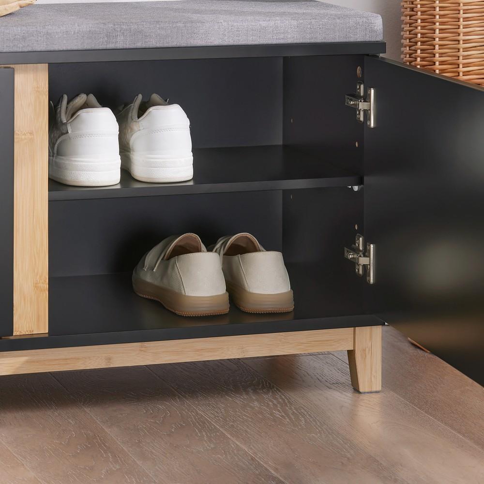 Voir la diapositive 6 : SOBUY SoBuy - Banc de rangement à chaussures avec deux portes - Nordique - FSR117