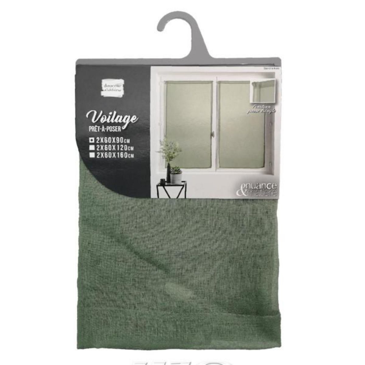 Paris Prix Paire de Voilages  Sandra  60x90cm Kaki