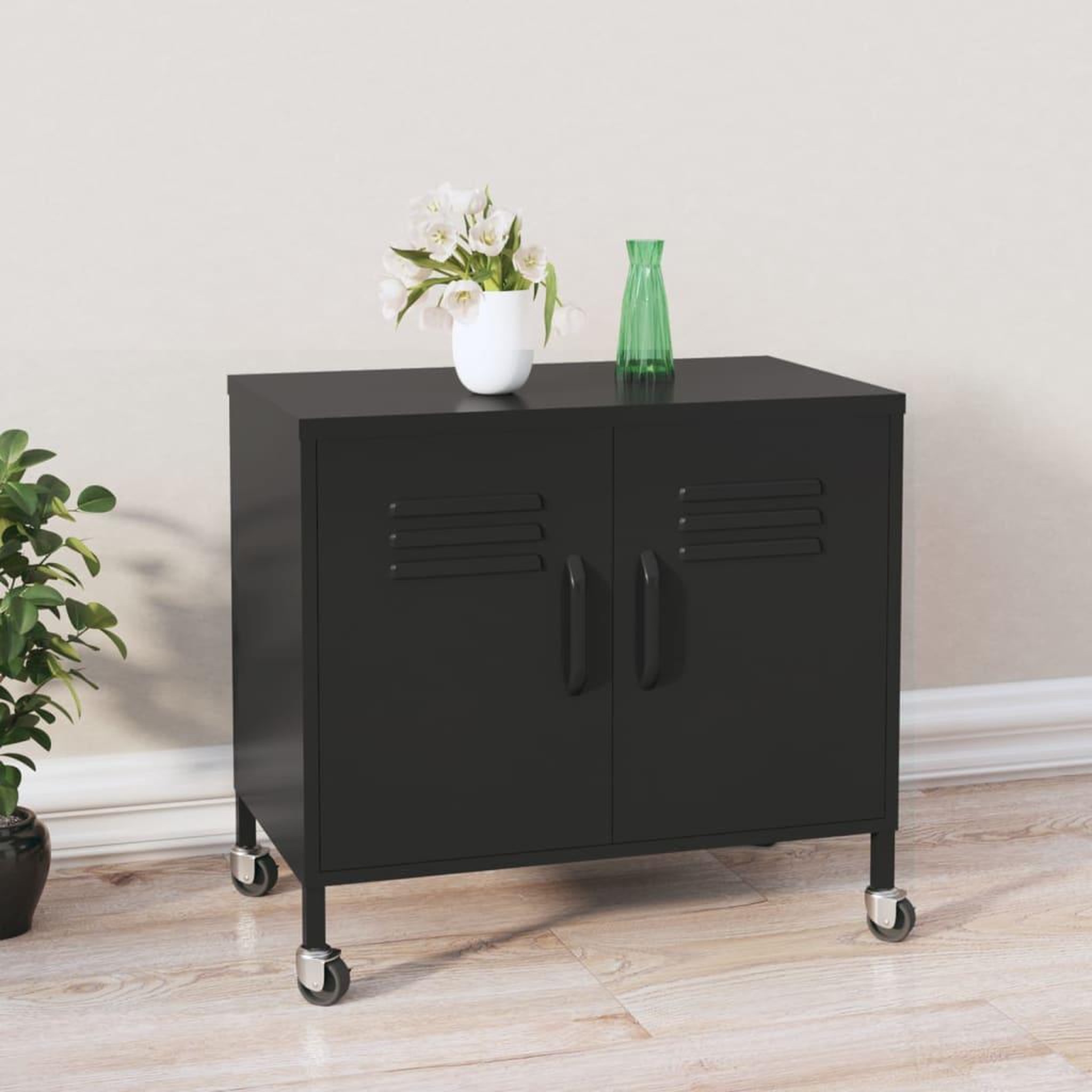 Voir la diapositive 1 : VIDAXL Armoire de rangement Noir 60x35x56 cm Acier