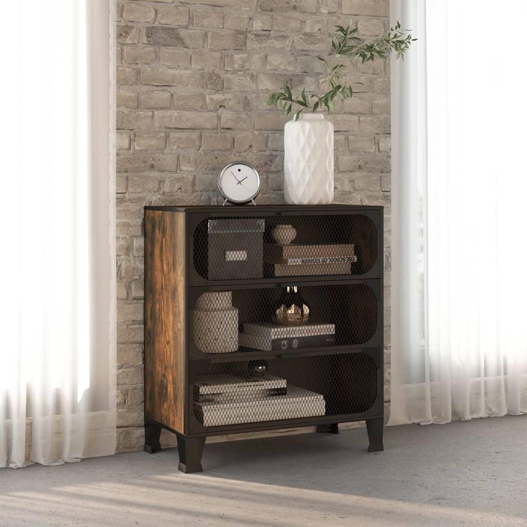 VIDAXL Armoire de rangement Marron rustique 72x36x82 cm Metal et MDF