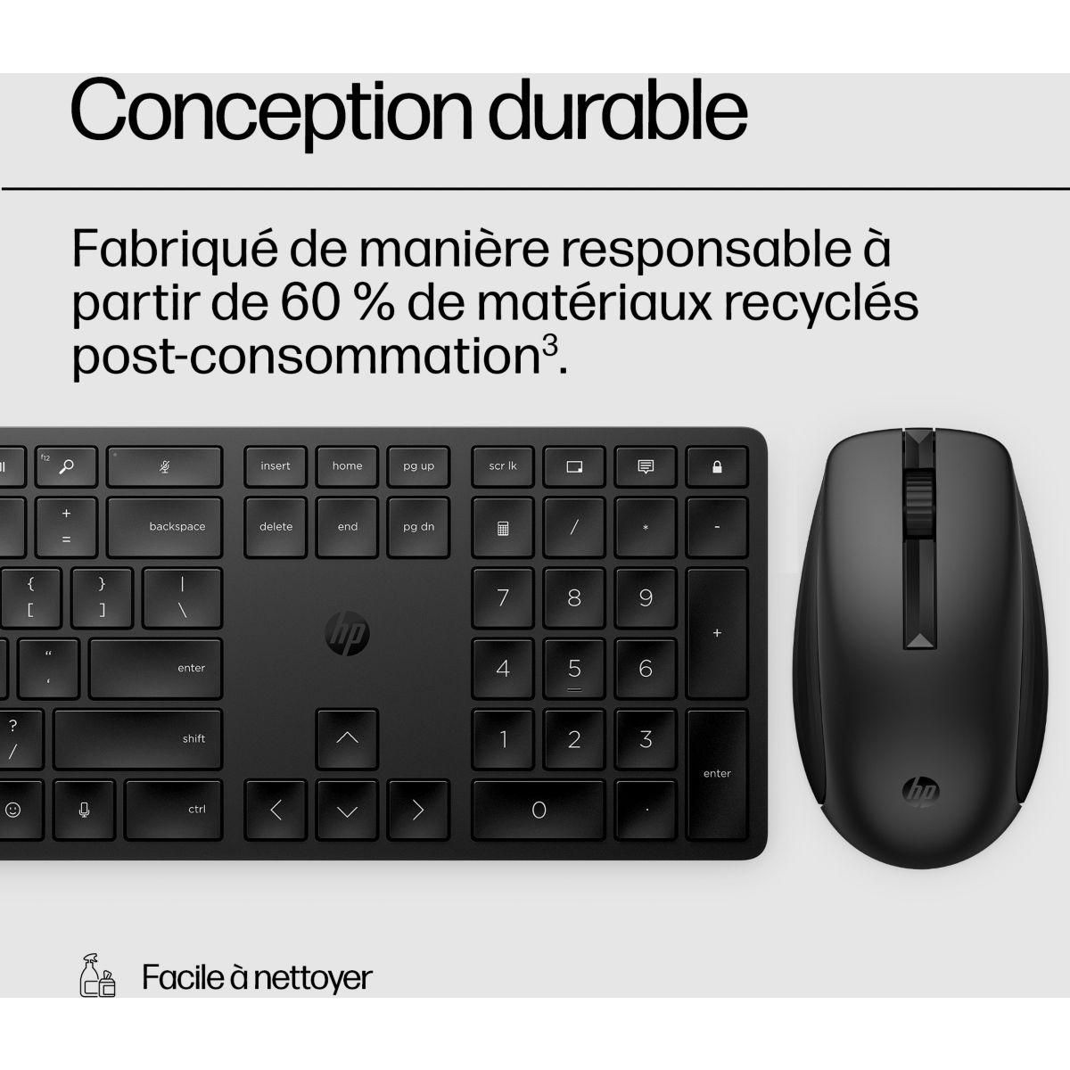 HP Clavier + Souris 650 Noir sans fil