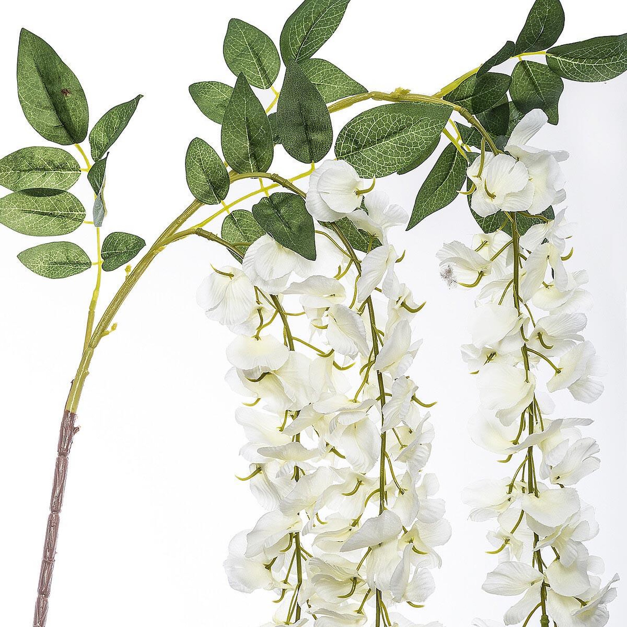 Voir la diapositive 2 : ATMOSPHERA Fleur artificielle  3 glycines  130cm blanc