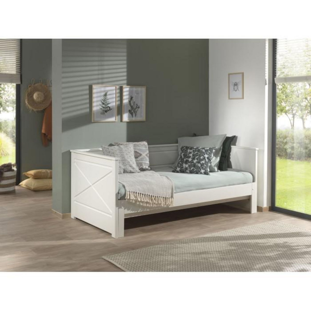 Paris Prix Lit Capitaine Amovible Enfant  Pino  90x200cm Blanc