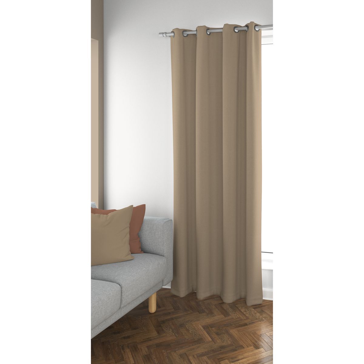 Rideau uni à oeillets en coton 