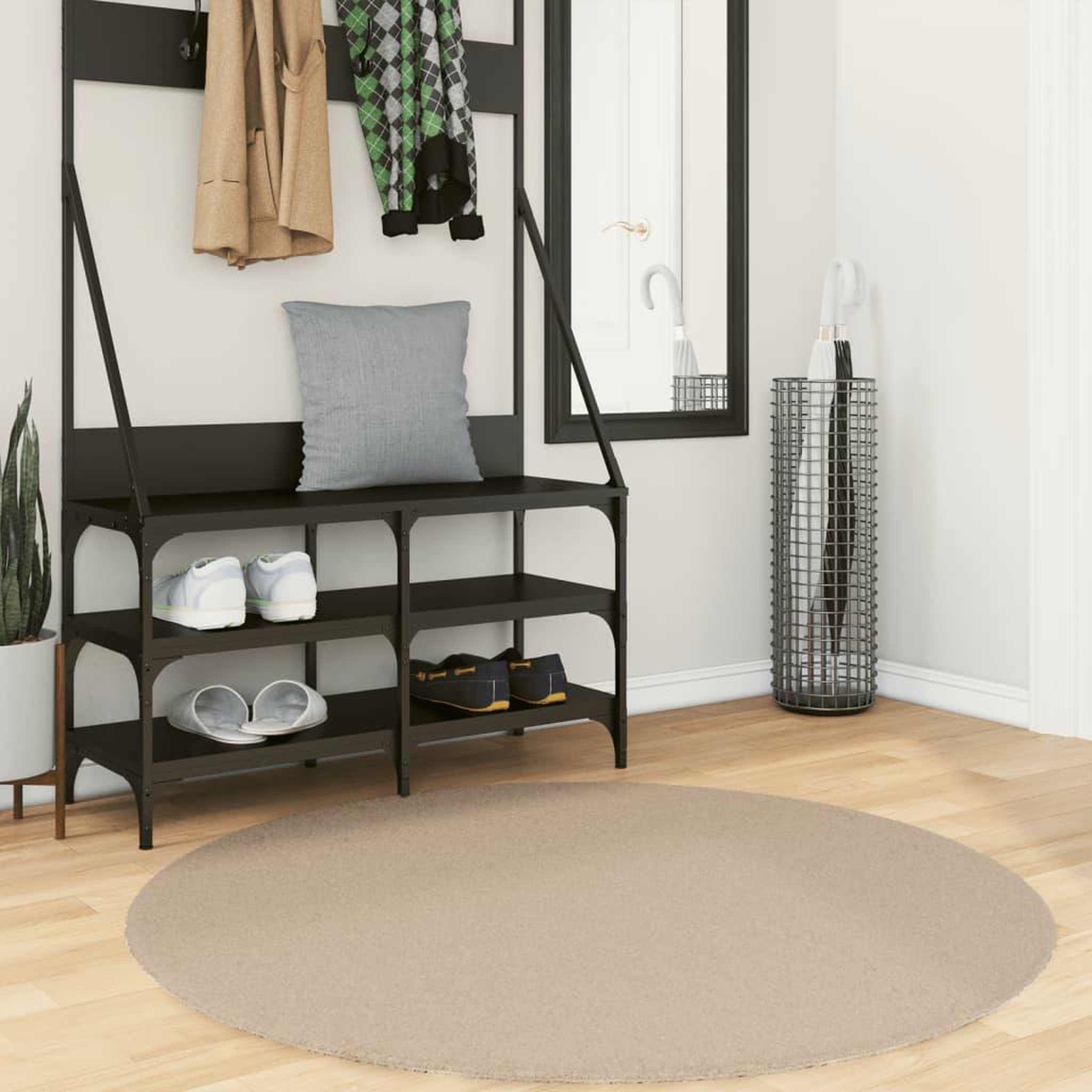 VIDAXL Tapis HUARTE a poils courts doux et lavable sable Ø 120 cm