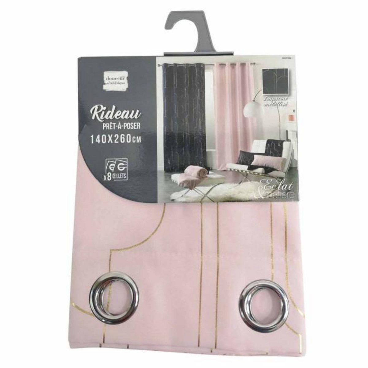 Paris Prix Rideau Voilage à Œillets  Domea  140x260cm Rose