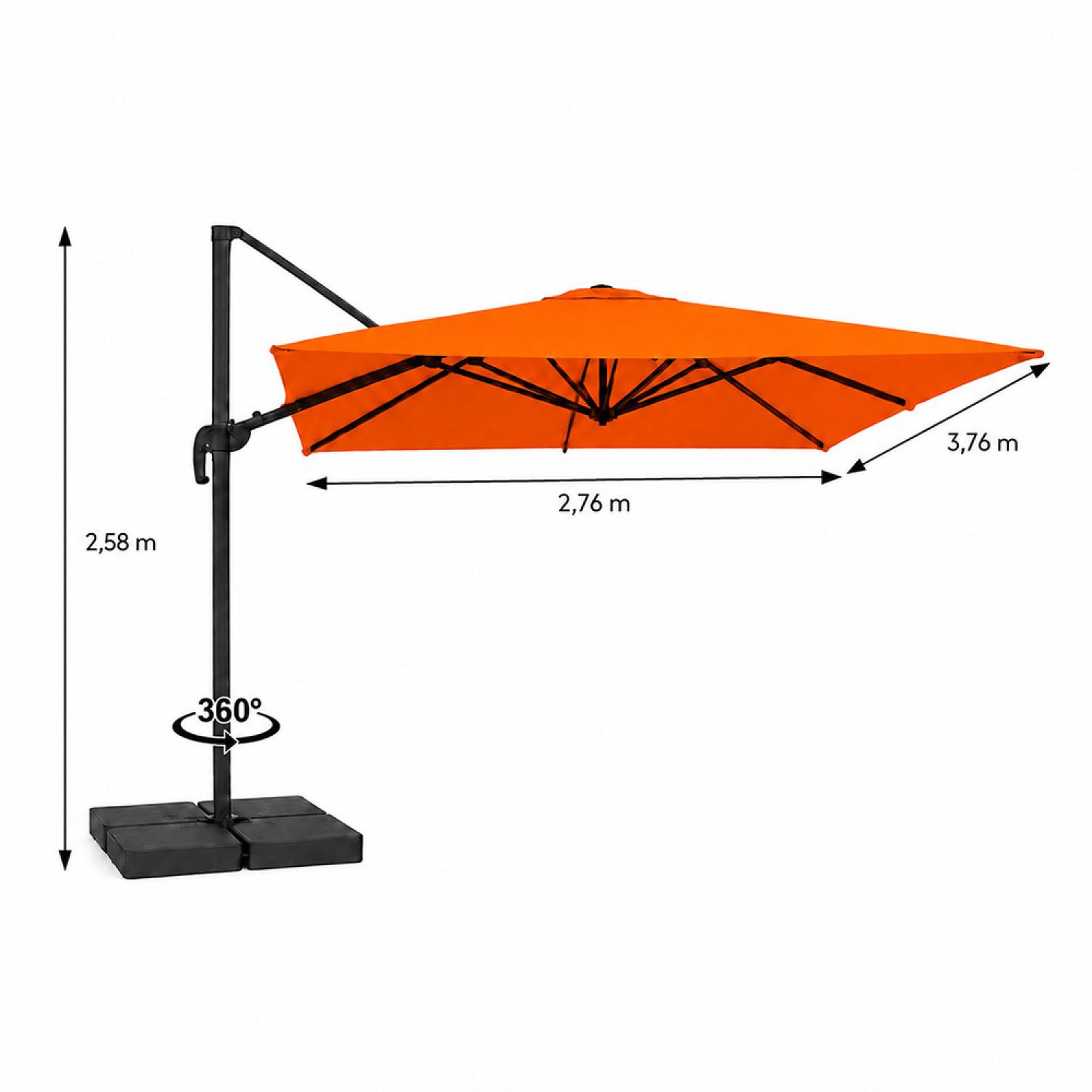 Voir la diapositive 3 : CONCEPT USINE Parasol rectangulaire 3x4 déporté rotatif orange en aluminium cezir