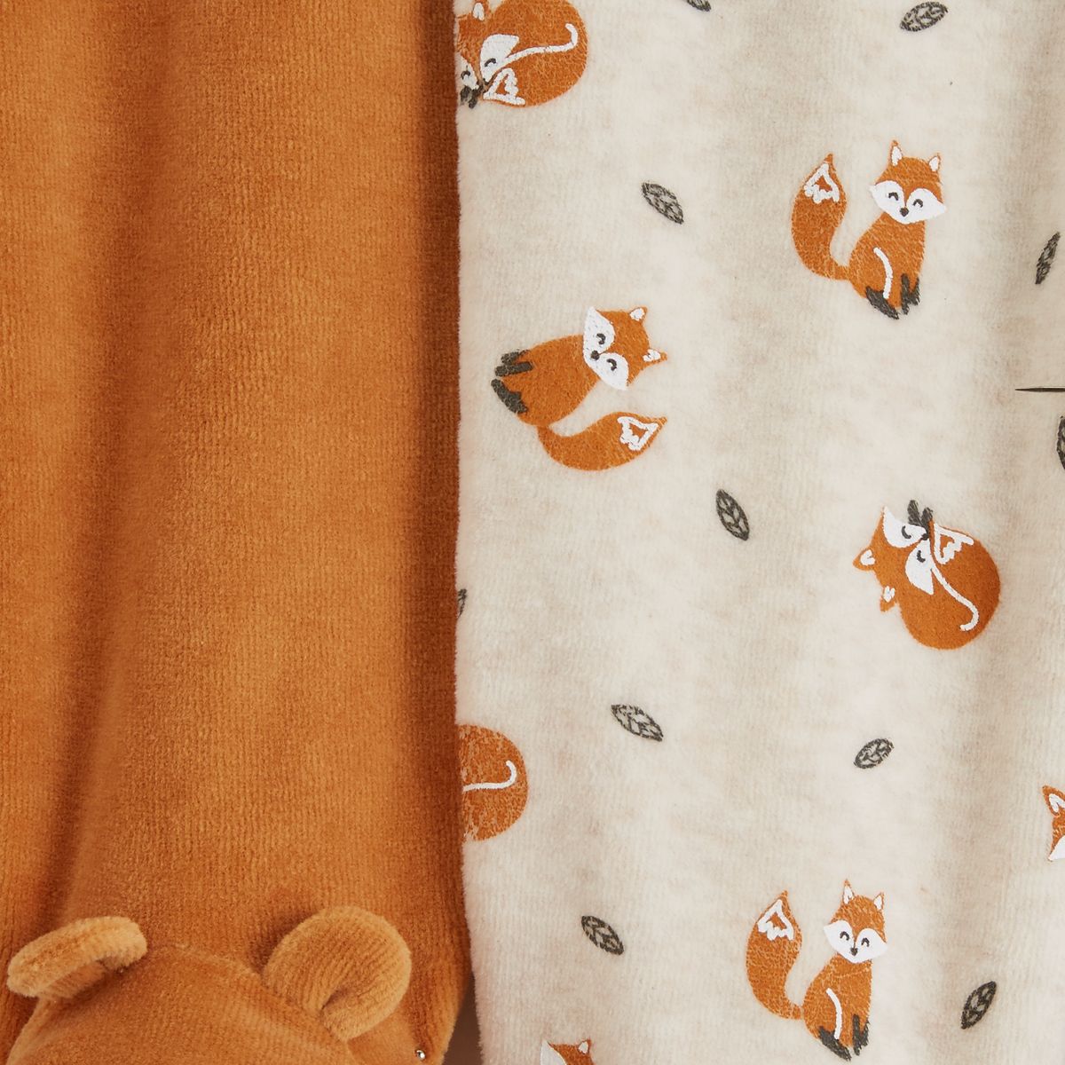 INEXTENSO Lot de 2 pantalons de naissance en velours renards bébé garçon