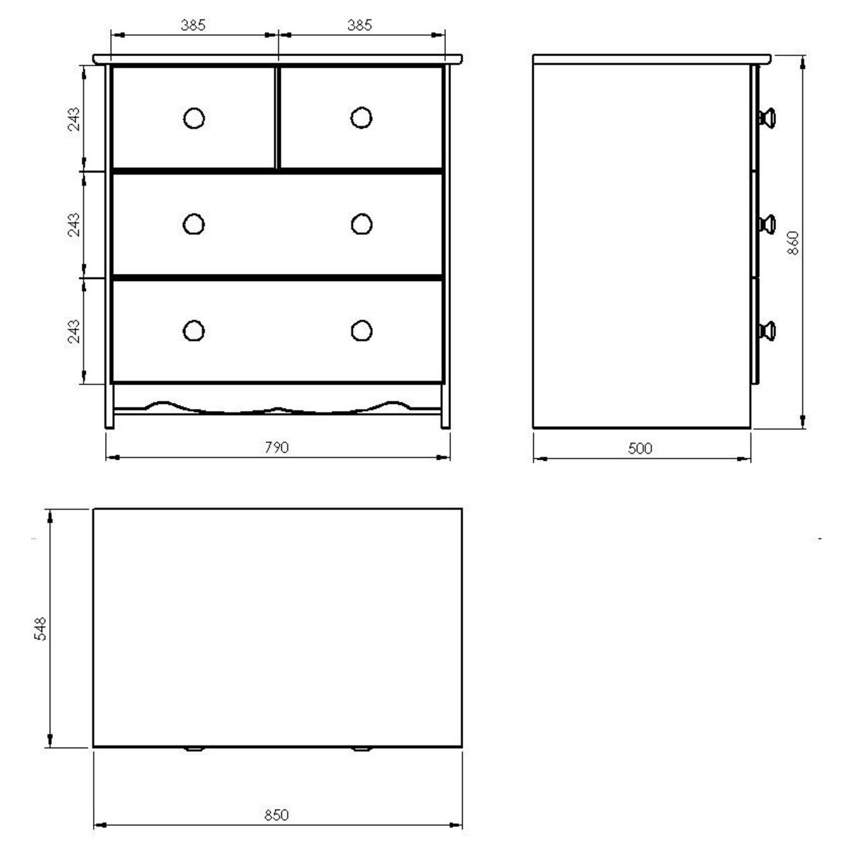Commode + plan à langer amovible ROMANCE Blanc en bois massif