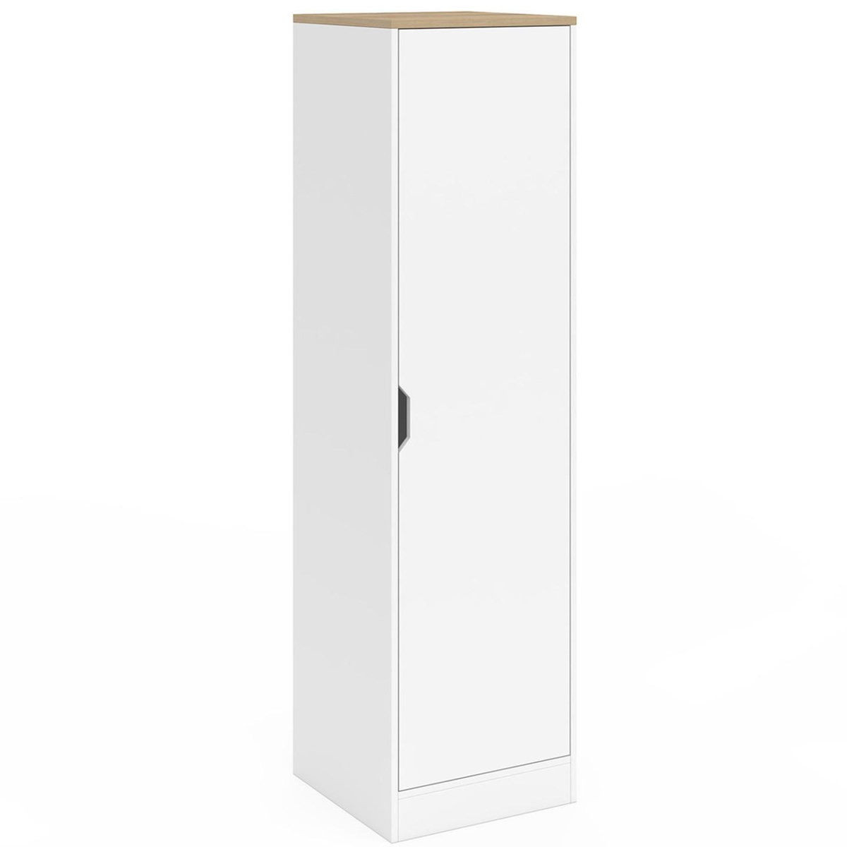 ID MARKET Armoire de rangement NOUK 1 porte avec étagères blanc et bois