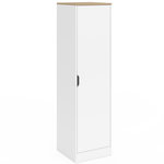 ID MARKET Armoire de rangement NOUK 1 porte avec étagères blanc et bois