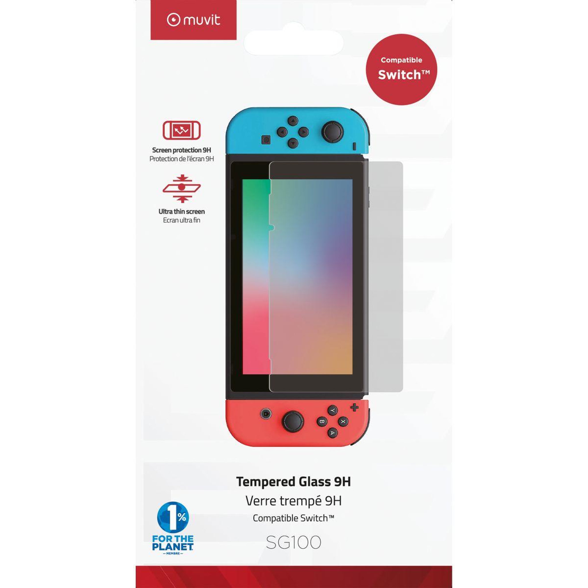 Voir la diapositive 1 : Muvit Protection écran VERRE TREMPE POUR SWITCH