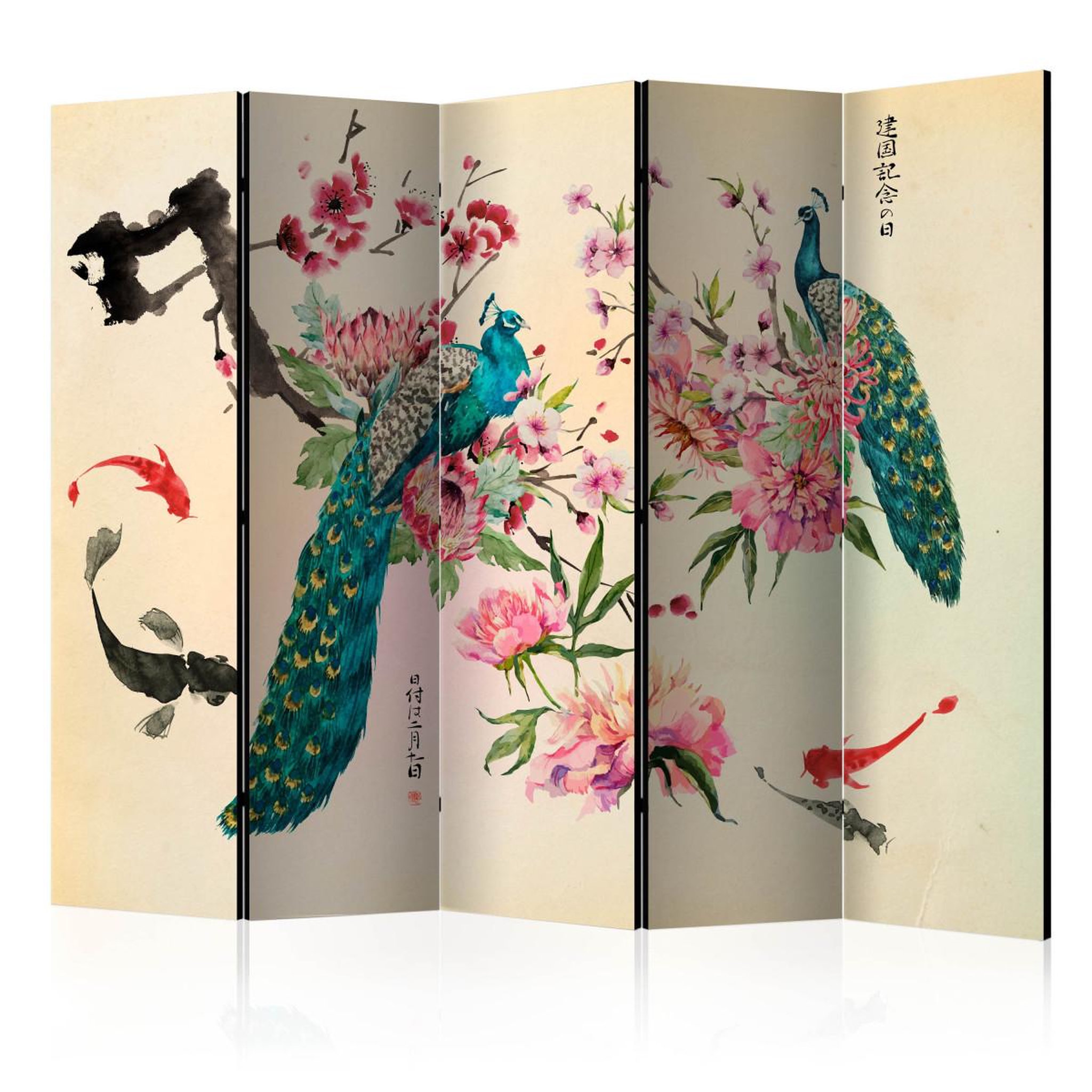 Paris Prix Paravent 5 volets  peacock love  172x225cm