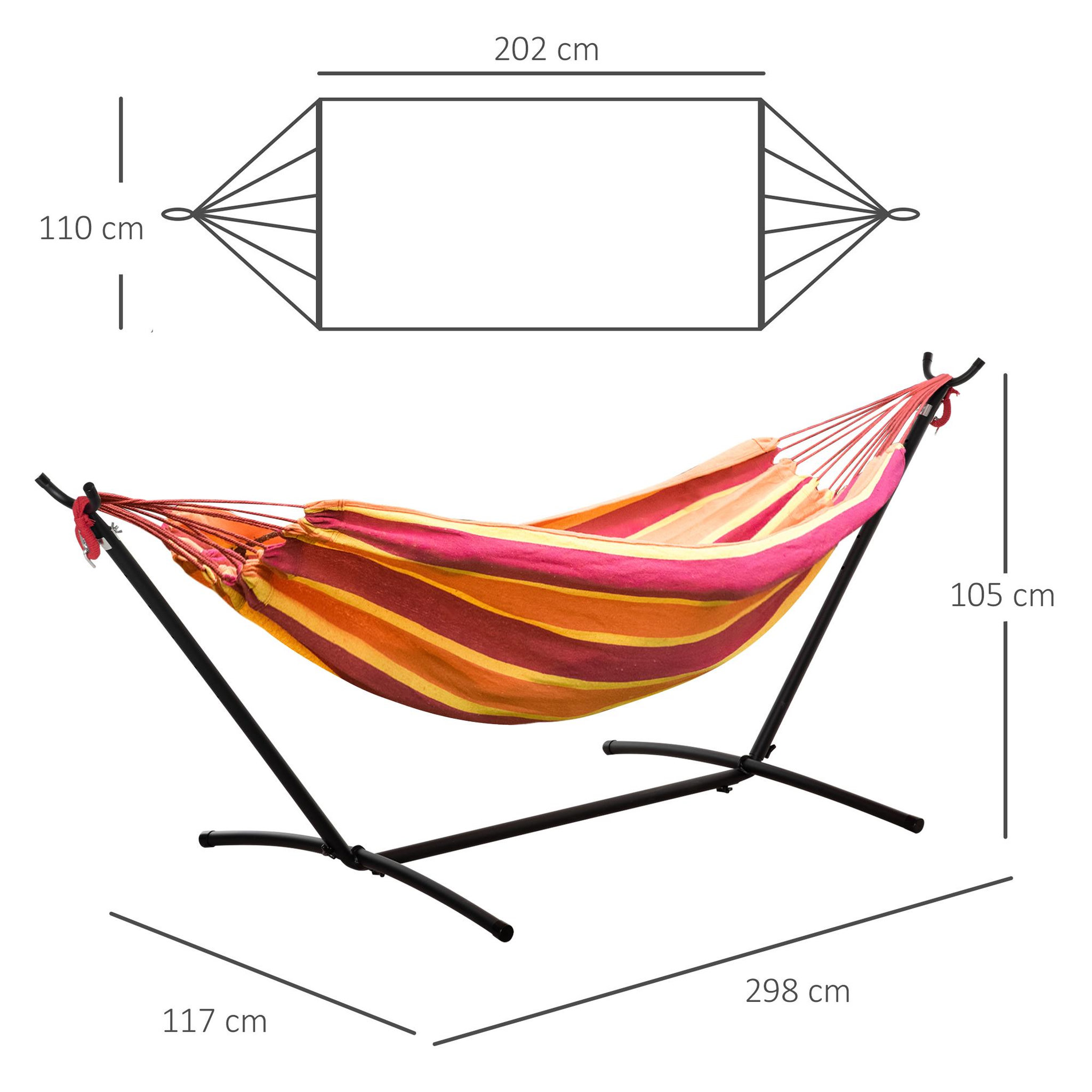 Voir la diapositive 3 : OUTSUNNY Hamac de jardin avec support en métal époxy hamac sur pied 1 place charge max. 120 Kg sac transport rouge