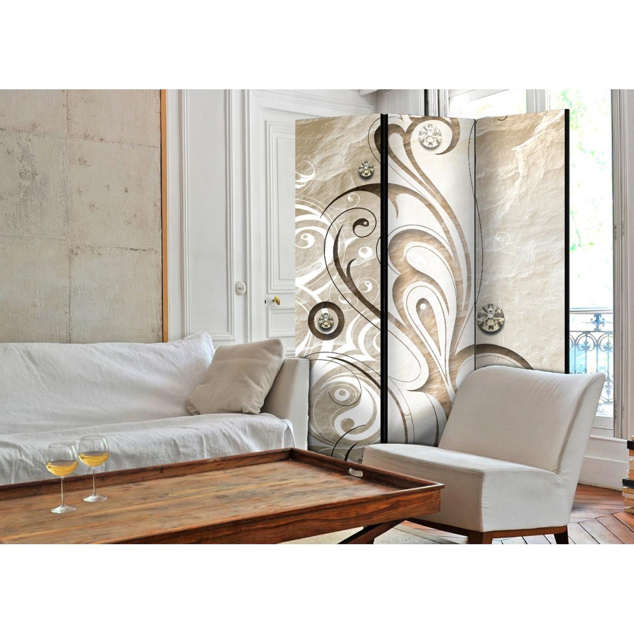 Voir la diapositive 2 : Paris Prix Paravent 3 volets  stone butterfly  135x172cm