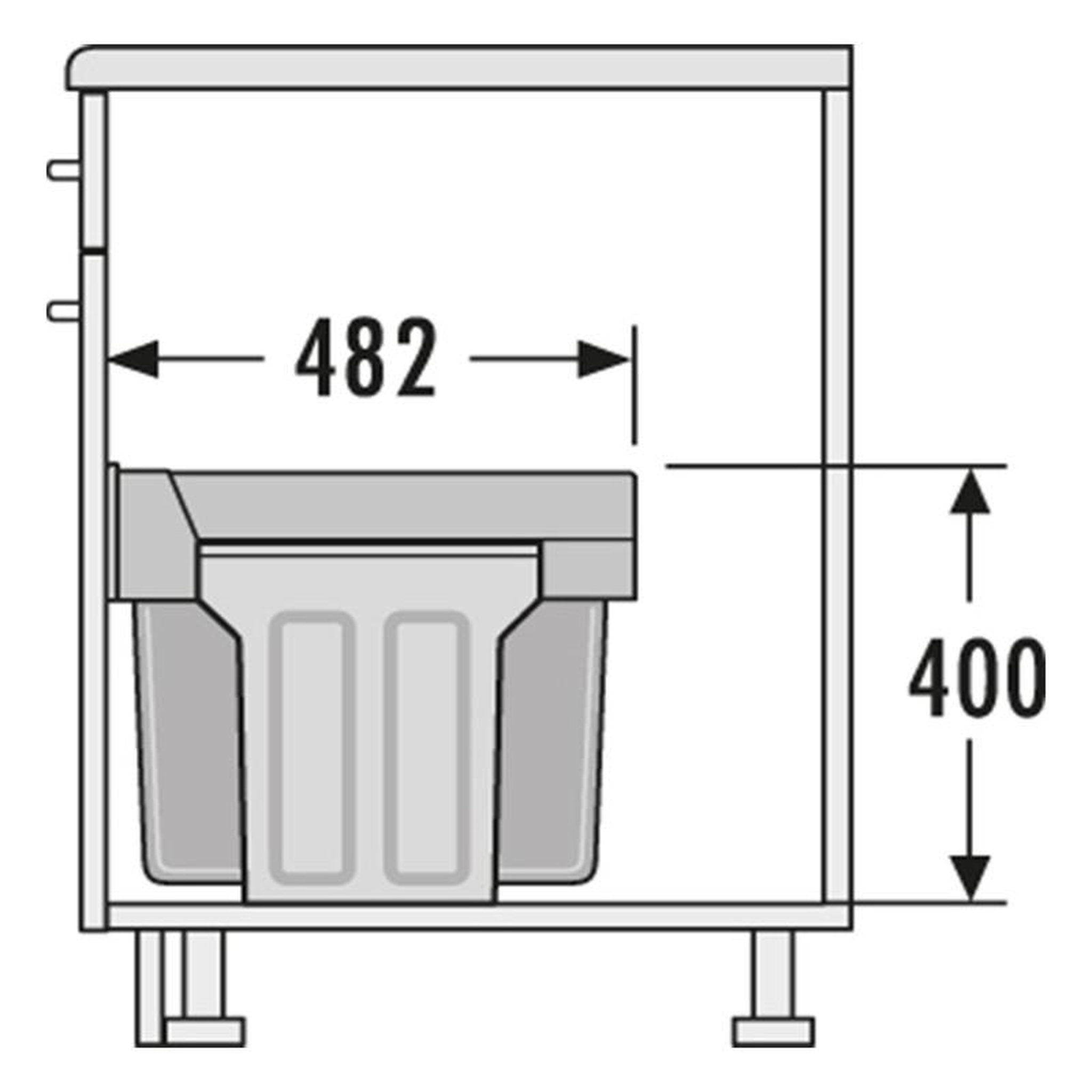 Voir la diapositive 4 : HAILO Poubelle de cuisine tri sélectif 2 bacs encastrable sous évier 30l (15+15) hailo as tandem