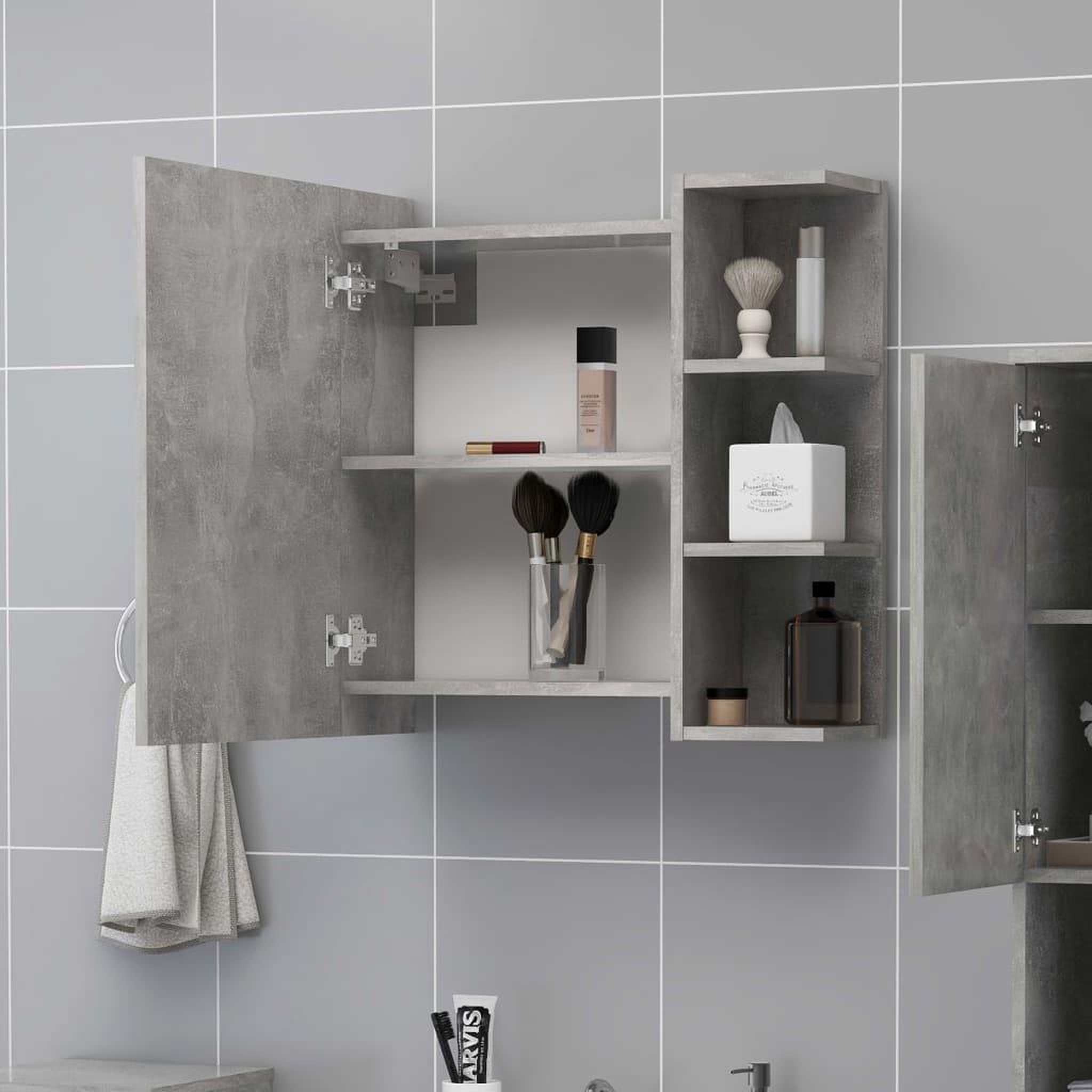 Voir la diapositive 3 : VIDAXL Armoire a miroir de salle de bain Gris beton Bois d'ingenierie