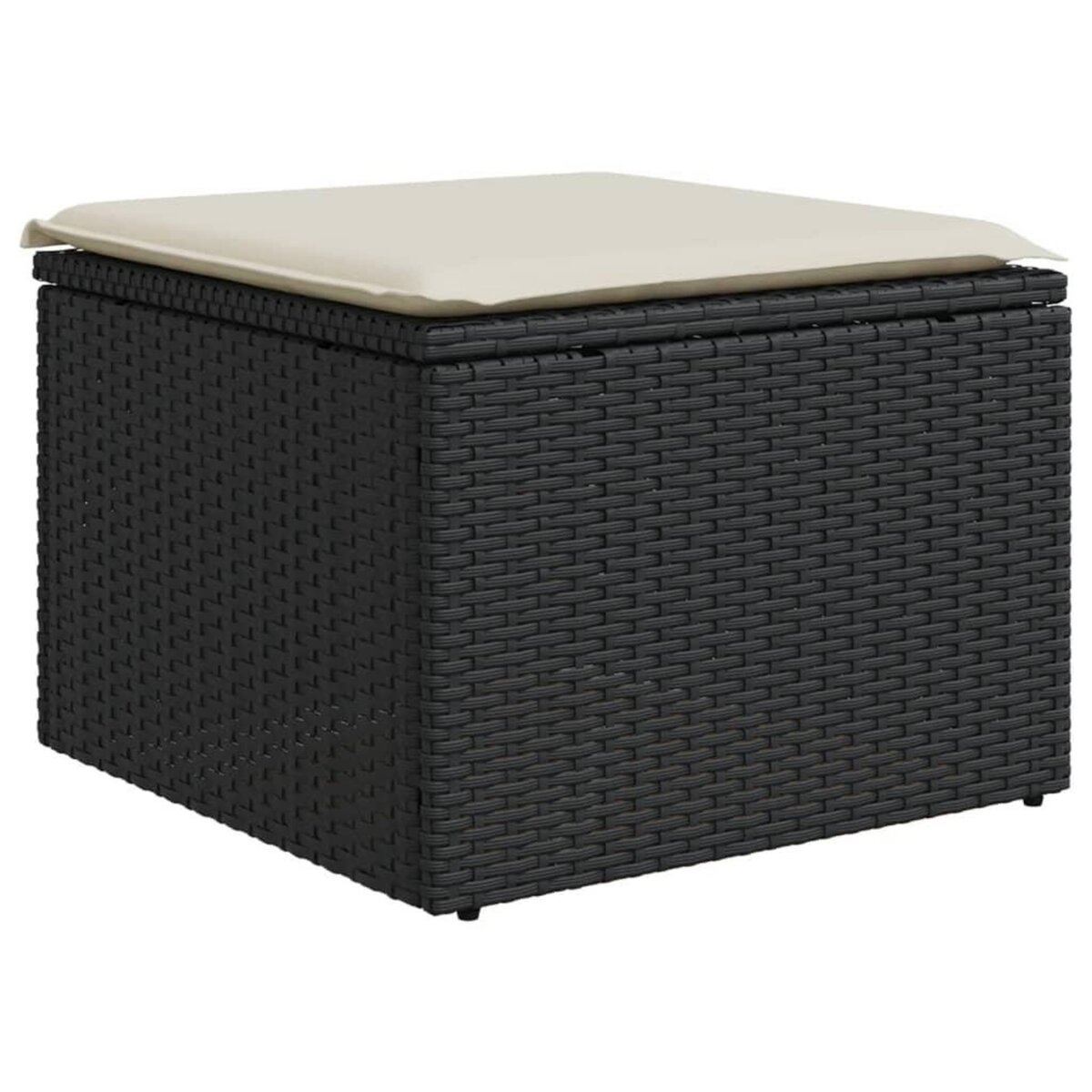 VIDAXL Tabouret de jardin avec coussin noir 55x55x37 cm resine tressee