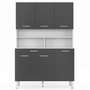 Voir la diapositive 3 : ID MARKET Buffet de cuisine 120 CM CINA 6 portes + tiroir blanc et gris brillant