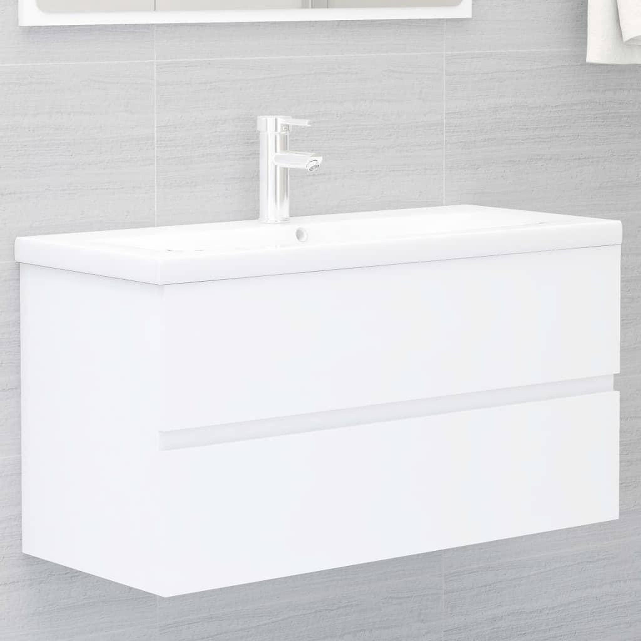 VIDAXL Armoire d'evier avec lavabo integre blanc bois d'ingenierie