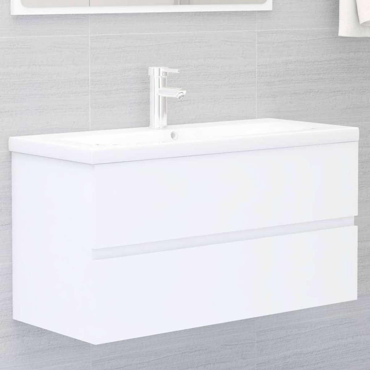 VIDAXL Armoire d'evier avec lavabo integre blanc bois d'ingenierie