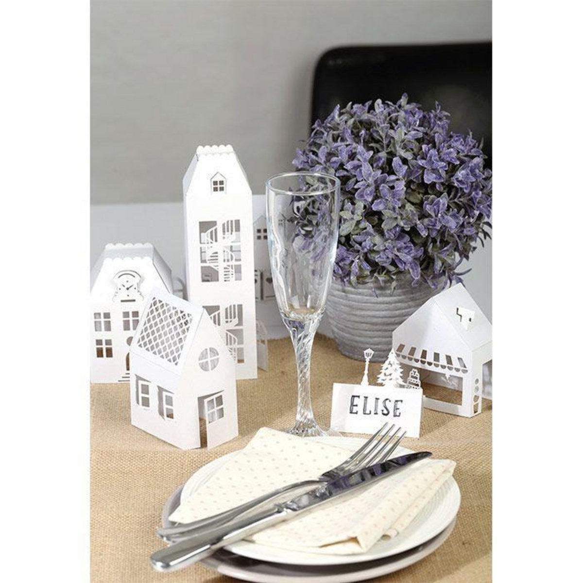 Graine créative 5 maisons blanches de décoration à monter soi-même 19 x 5,5 x 4,5 cm