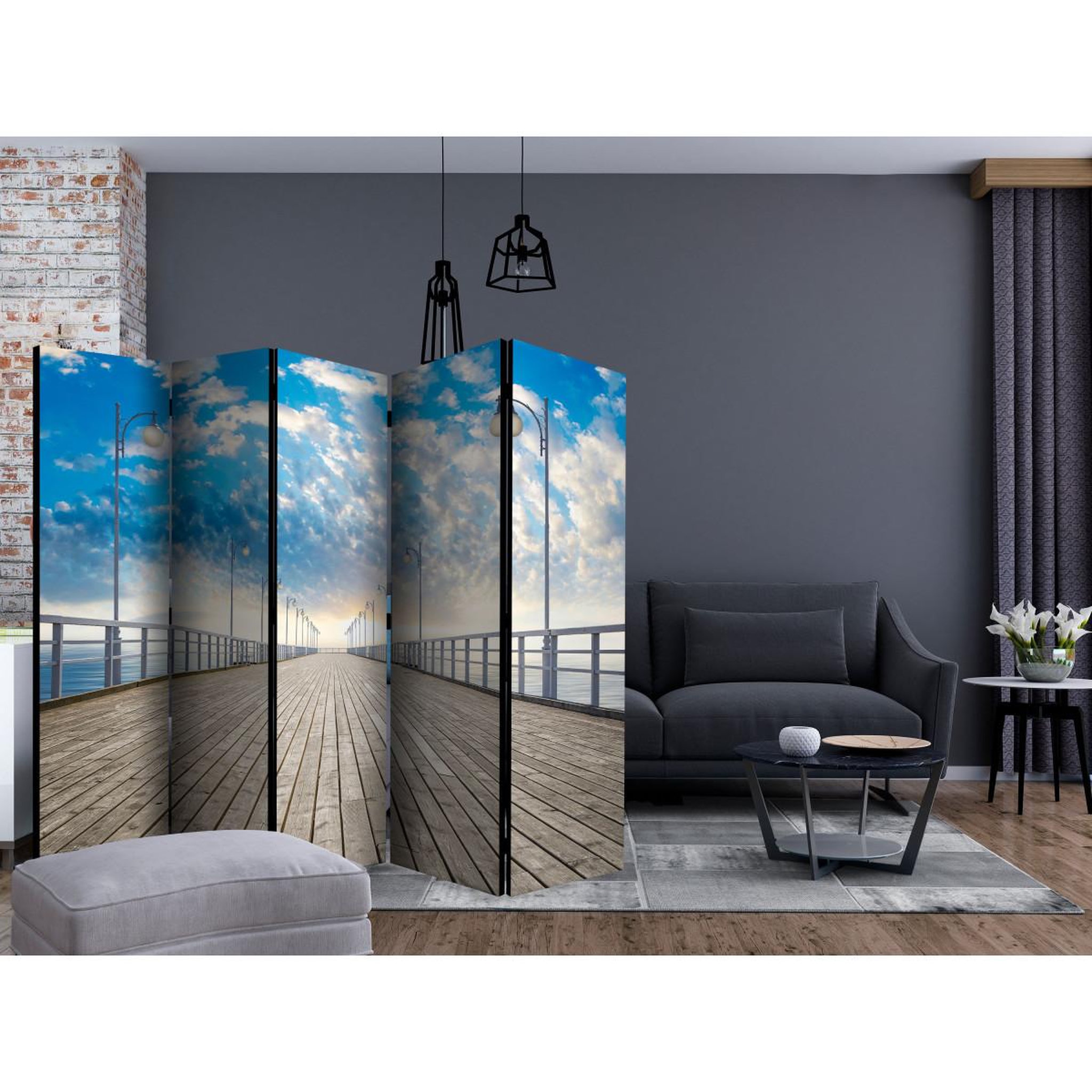 Voir la diapositive 2 : Paris Prix Paravent 5 volets  the pier  172x225cm