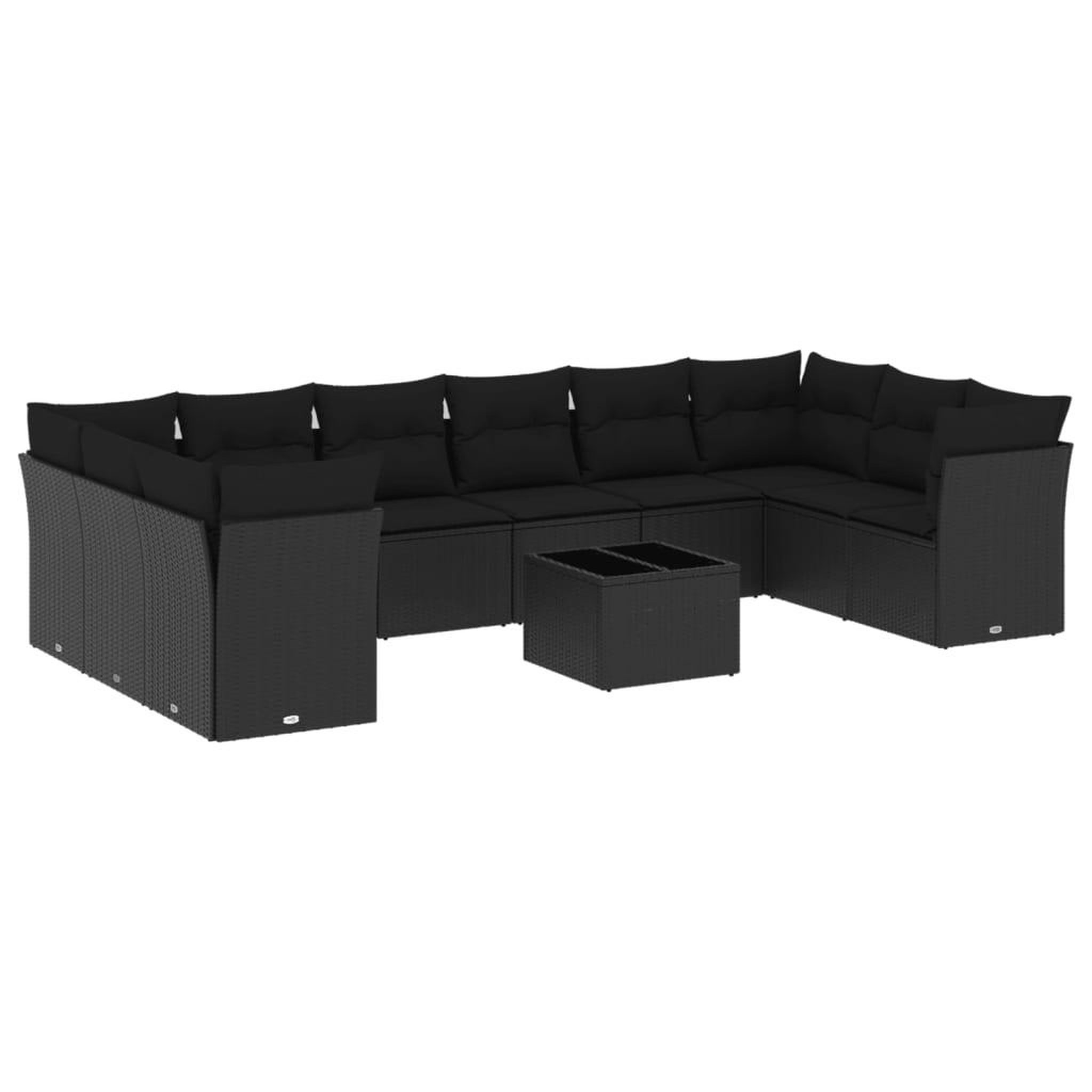 Voir la diapositive 2 : VIDAXL Salon de jardin 11 pcs avec coussins noir resine tressee