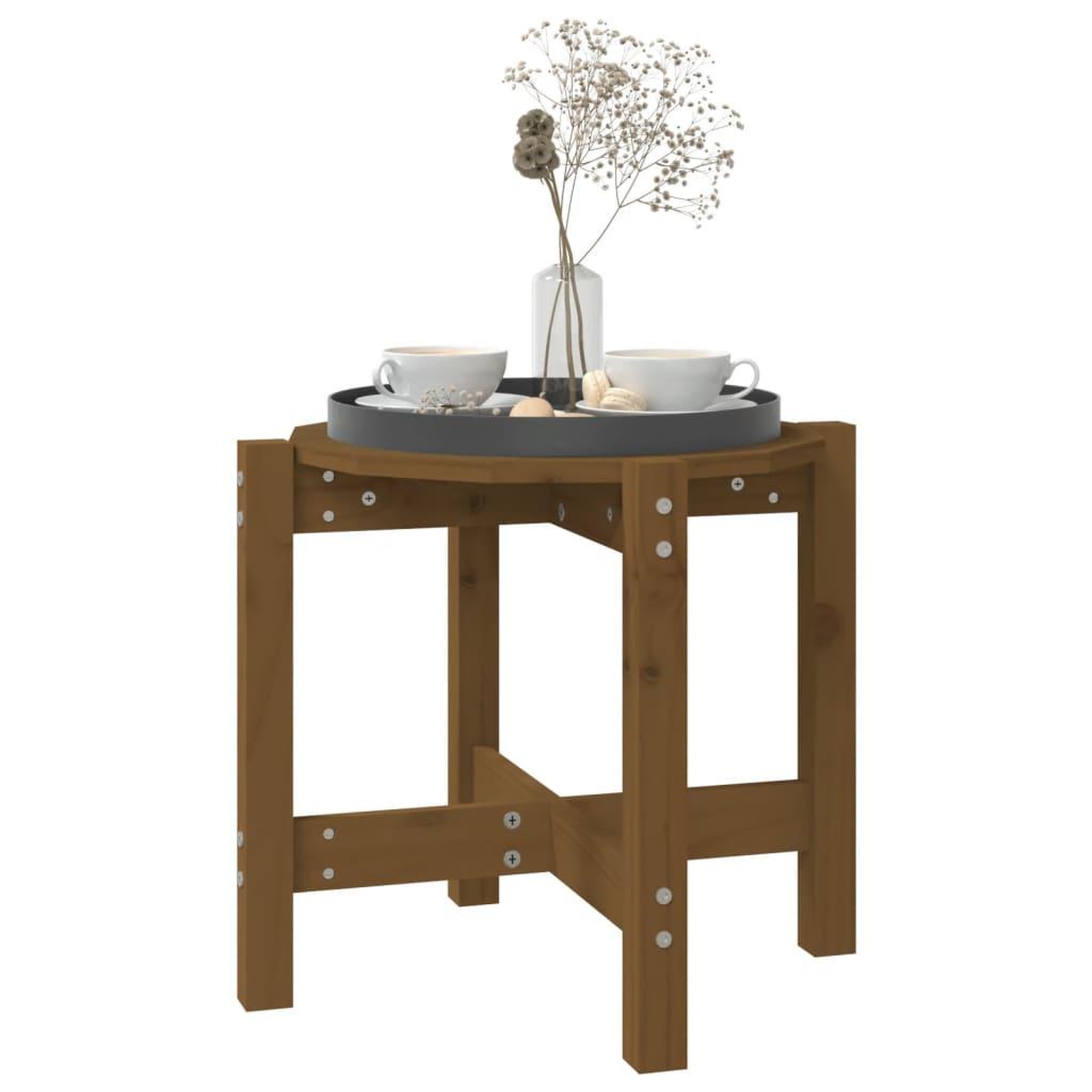 Voir la diapositive 4 : VIDAXL Table basse Marron miel Ø 52,5x45 cm Bois massif de pin