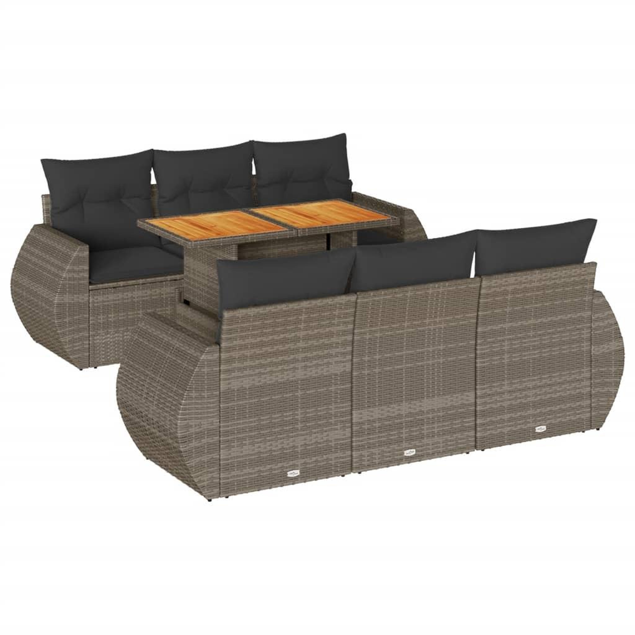 Voir la diapositive 2 : VIDAXL Salon de jardin avec coussins 7 pcs gris resine tressee