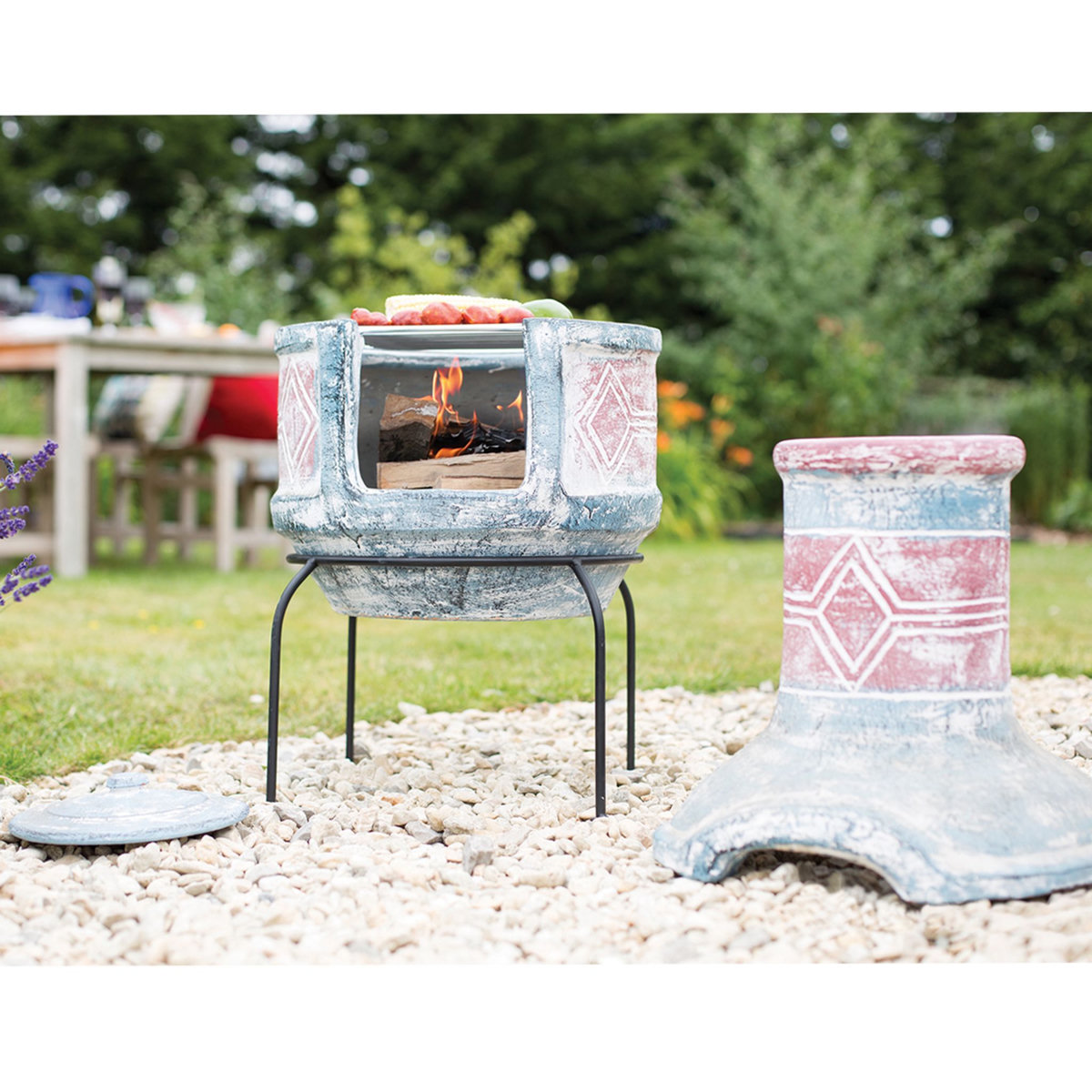 LA HACIENDA cheminée mexicaine - Argile/Grille acier - 40x87x40cm