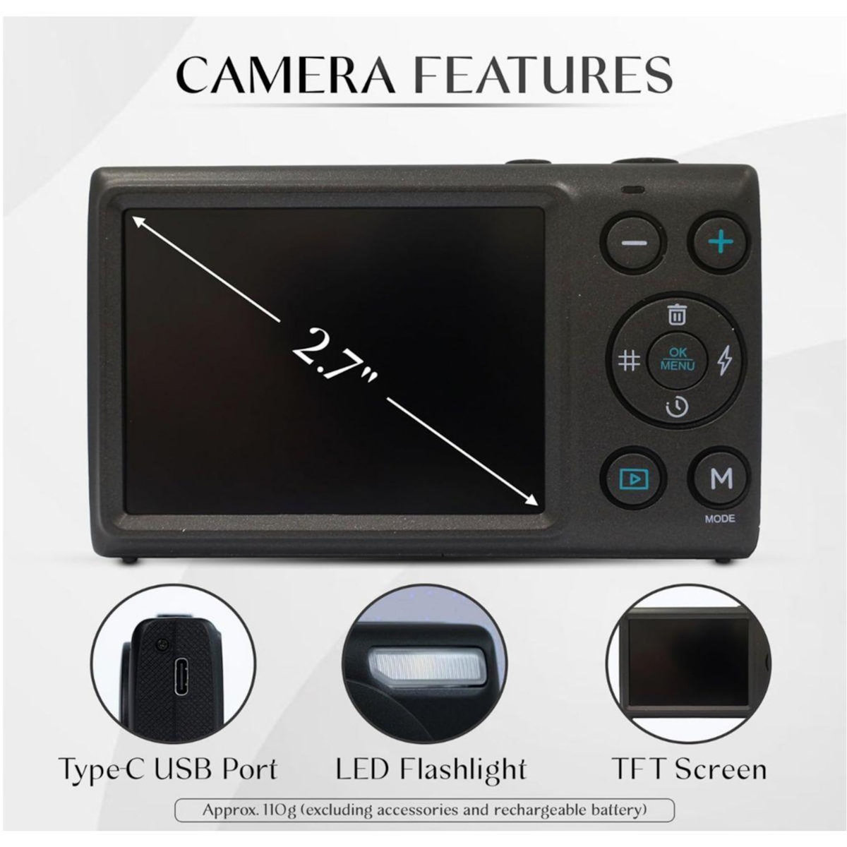 YASHICA Appareil photo Compact DigiMate 100 Black