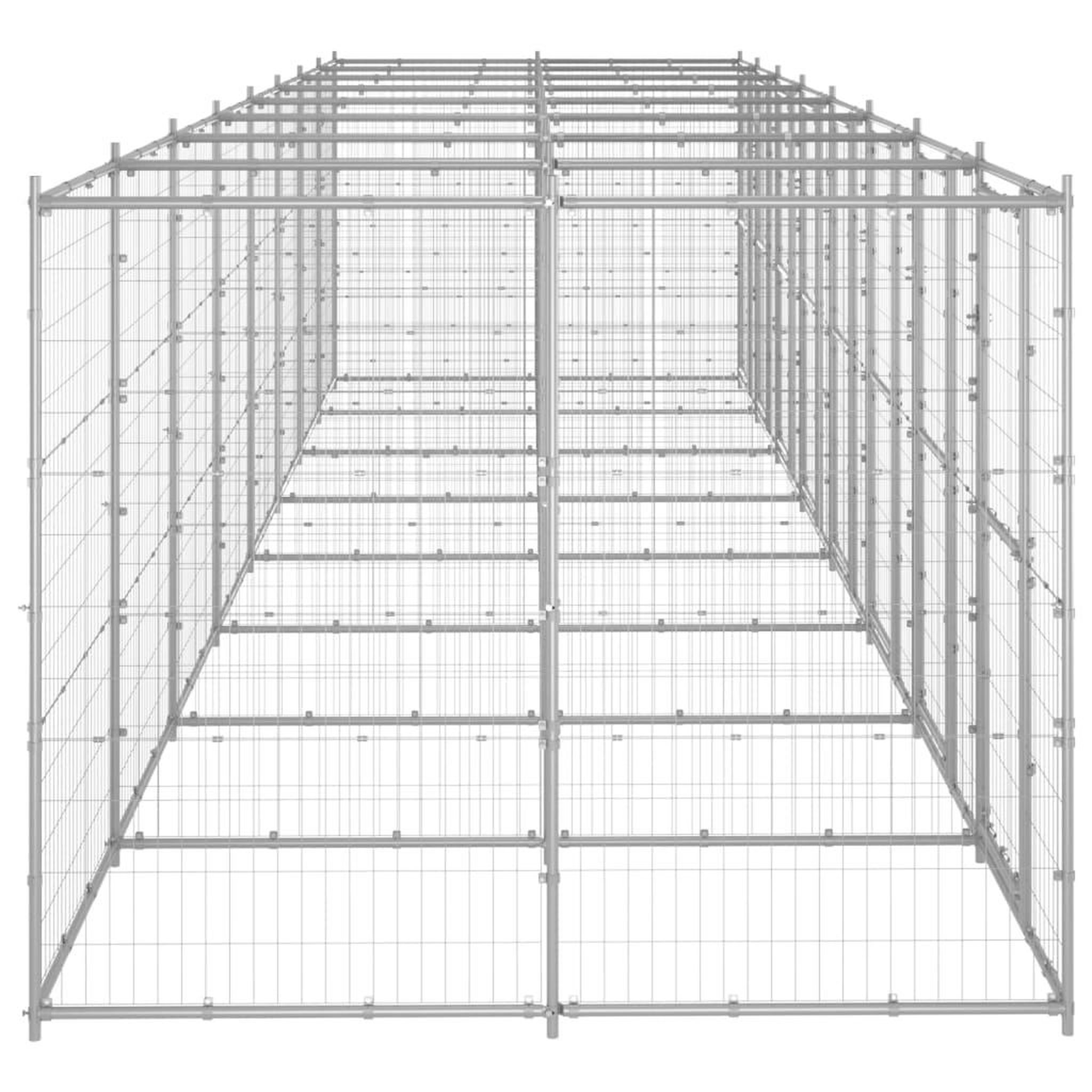 Voir la diapositive 3 : VIDAXL Chenil exterieur Acier galvanise 19,36 m²