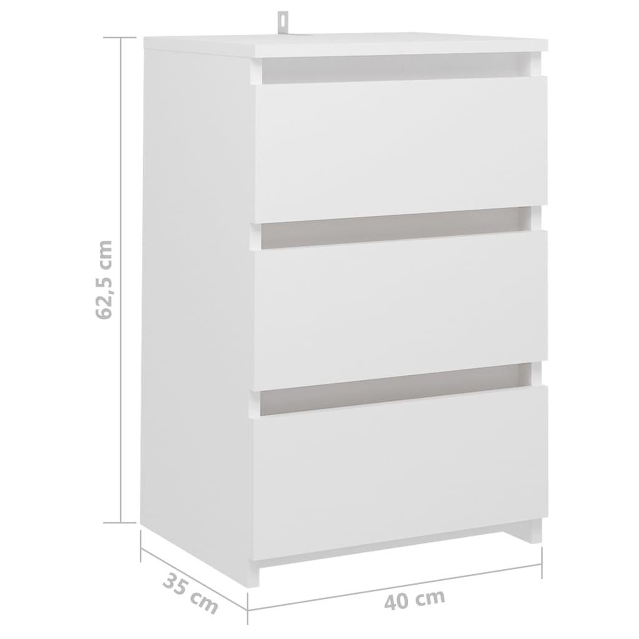 Voir la diapositive 6 : VIDAXL Table de chevet Blanc 40x35x62,5 cm Agglomere