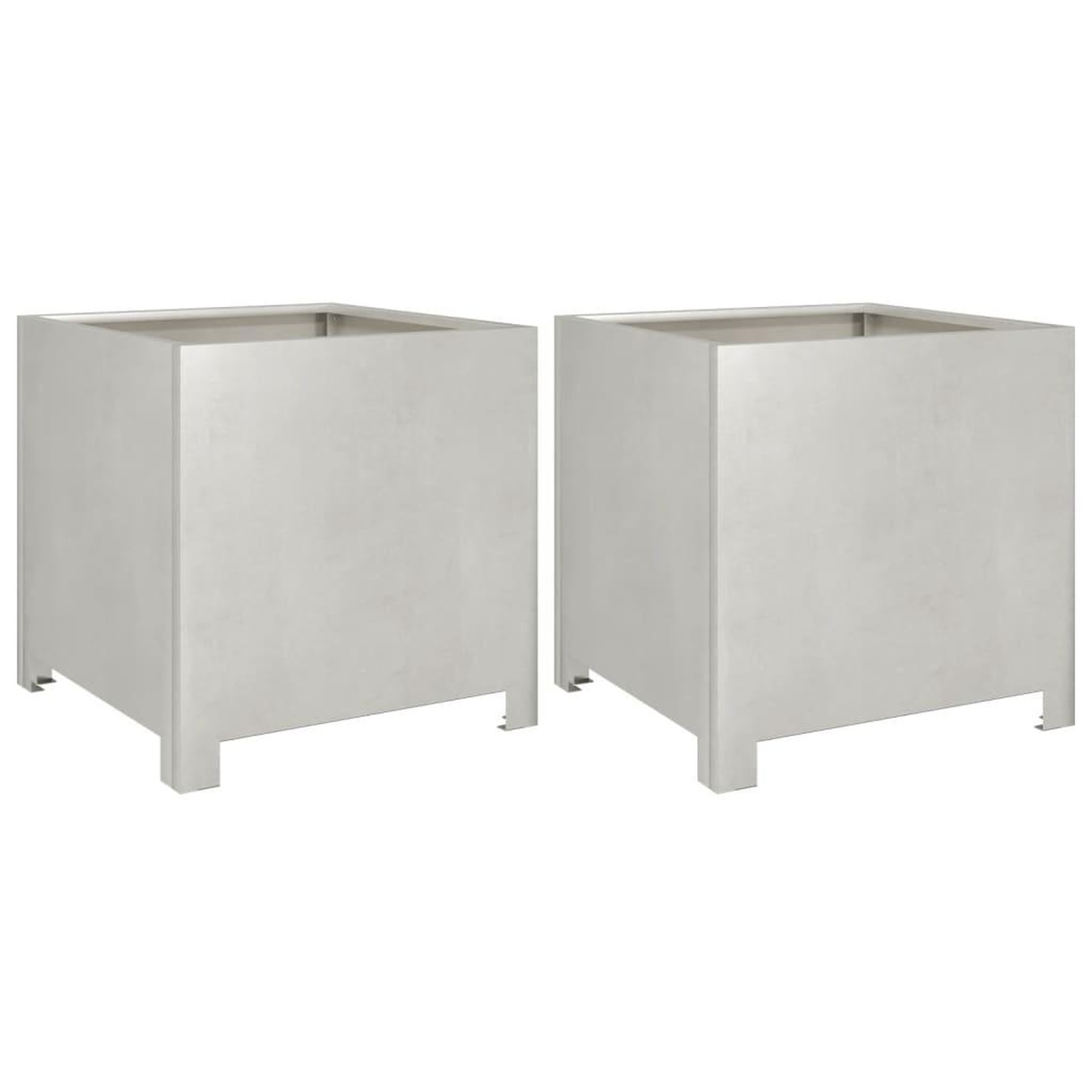 Voir la diapositive 2 : VIDAXL Jardinieres 2 pcs 40x40x40 cm acier inoxydable