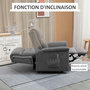 Voir la diapositive 5 : HOMCOM Fauteuil releveur électrique inclinable - repose-pied ajustable - télécommande - Fauteuil de relaxation - tissu polyester aspect lin gris chiné