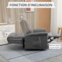 Voir la diapositive 5 : HOMCOM Fauteuil releveur électrique inclinable - repose-pied ajustable - télécommande - Fauteuil de relaxation - tissu polyester aspect lin gris chiné