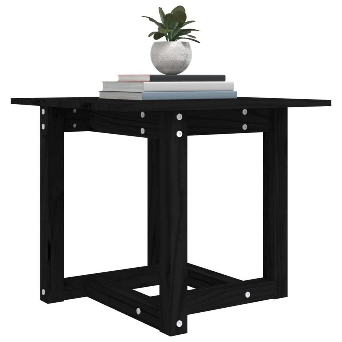 VIDAXL Table basse Noir 50x50x45 cm Bois massif de pin