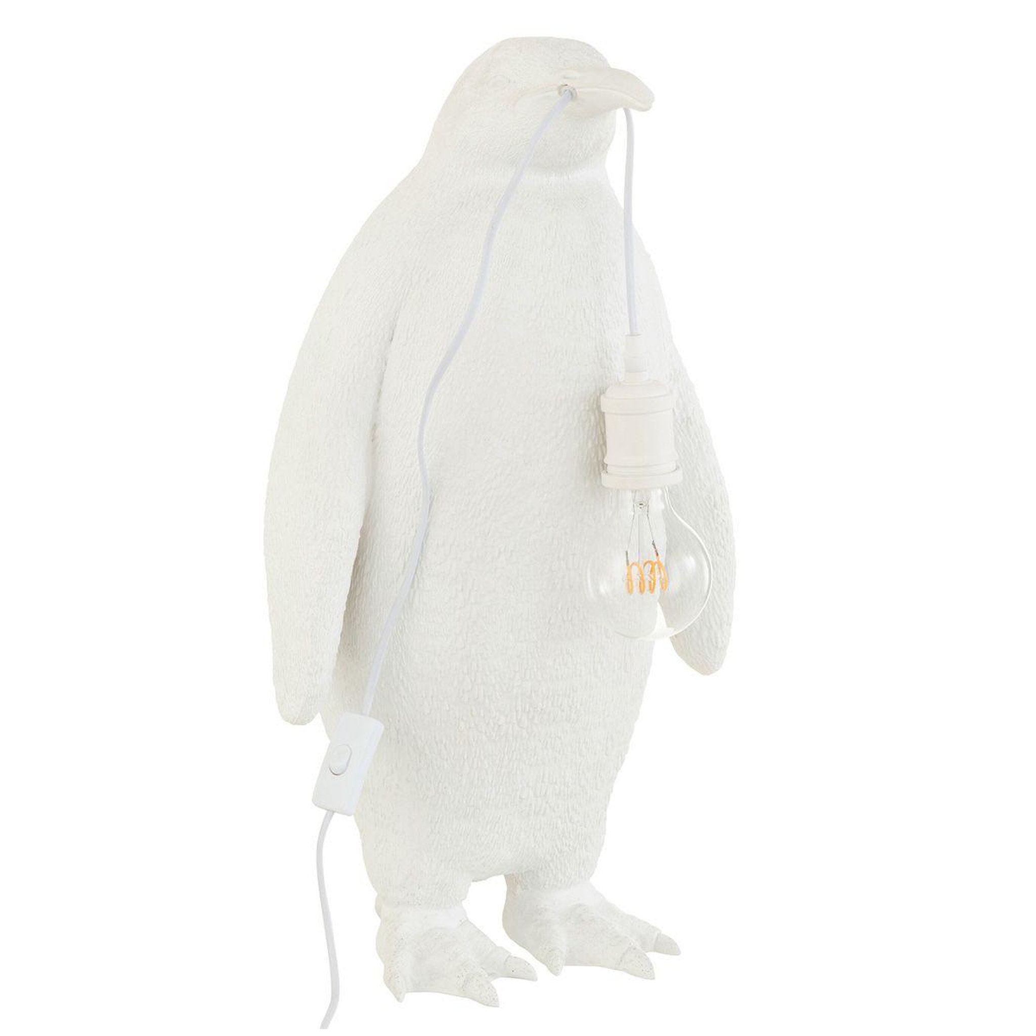 J-LINE Lampe à poser en résine  pingouin  59cm blanc