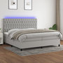 Voir la diapositive 1 : VIDAXL Sommier a lattes de lit et matelas et LED Gris clair 200x200 cm