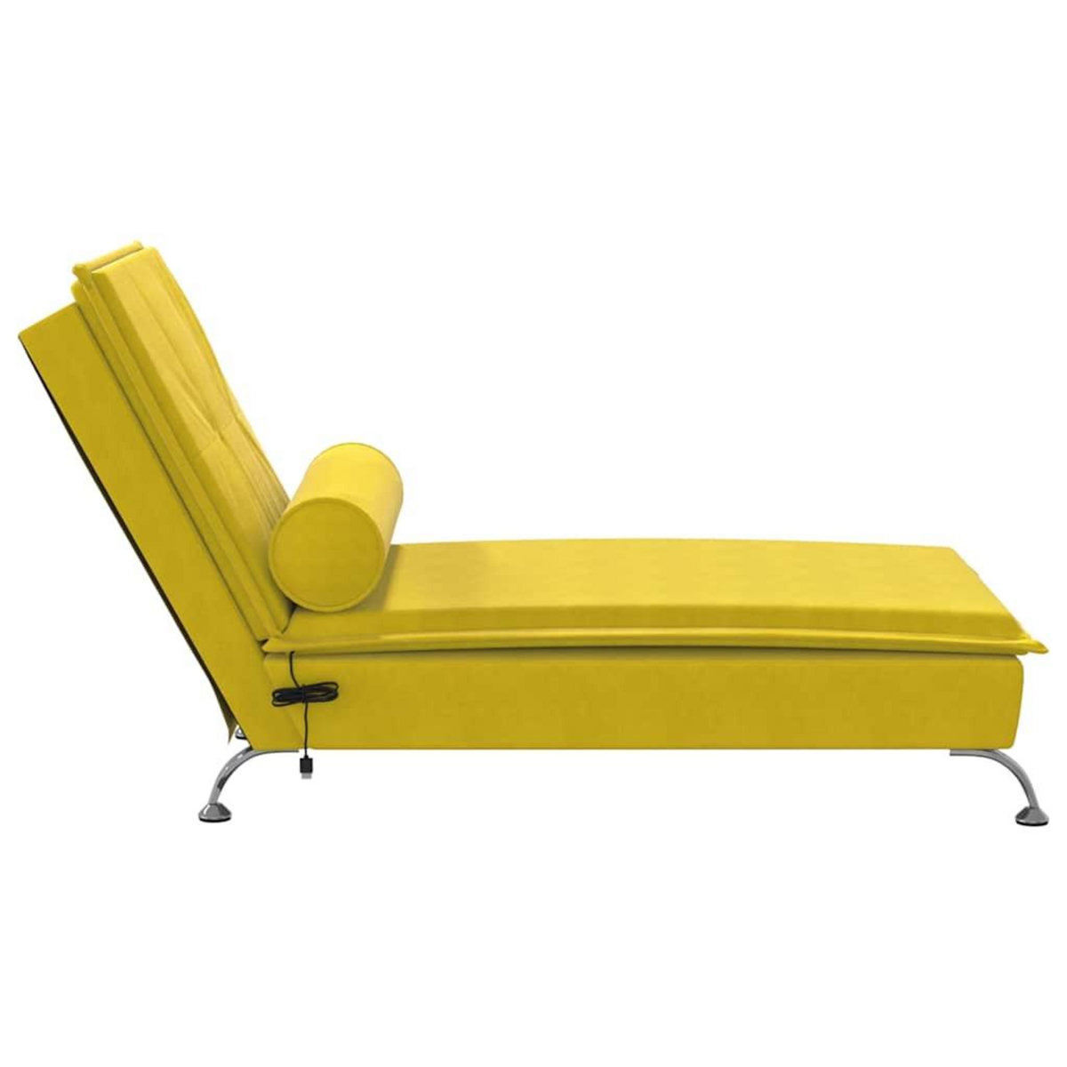 VIDAXL Chaise longue de massage avec traversin jaune velours