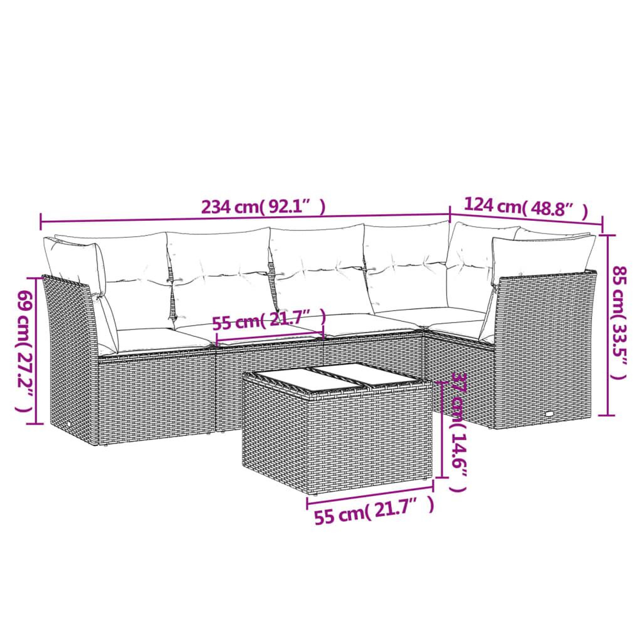 Voir la diapositive 3 : VIDAXL Salon de jardin avec coussins 6 pcs beige resine tressee