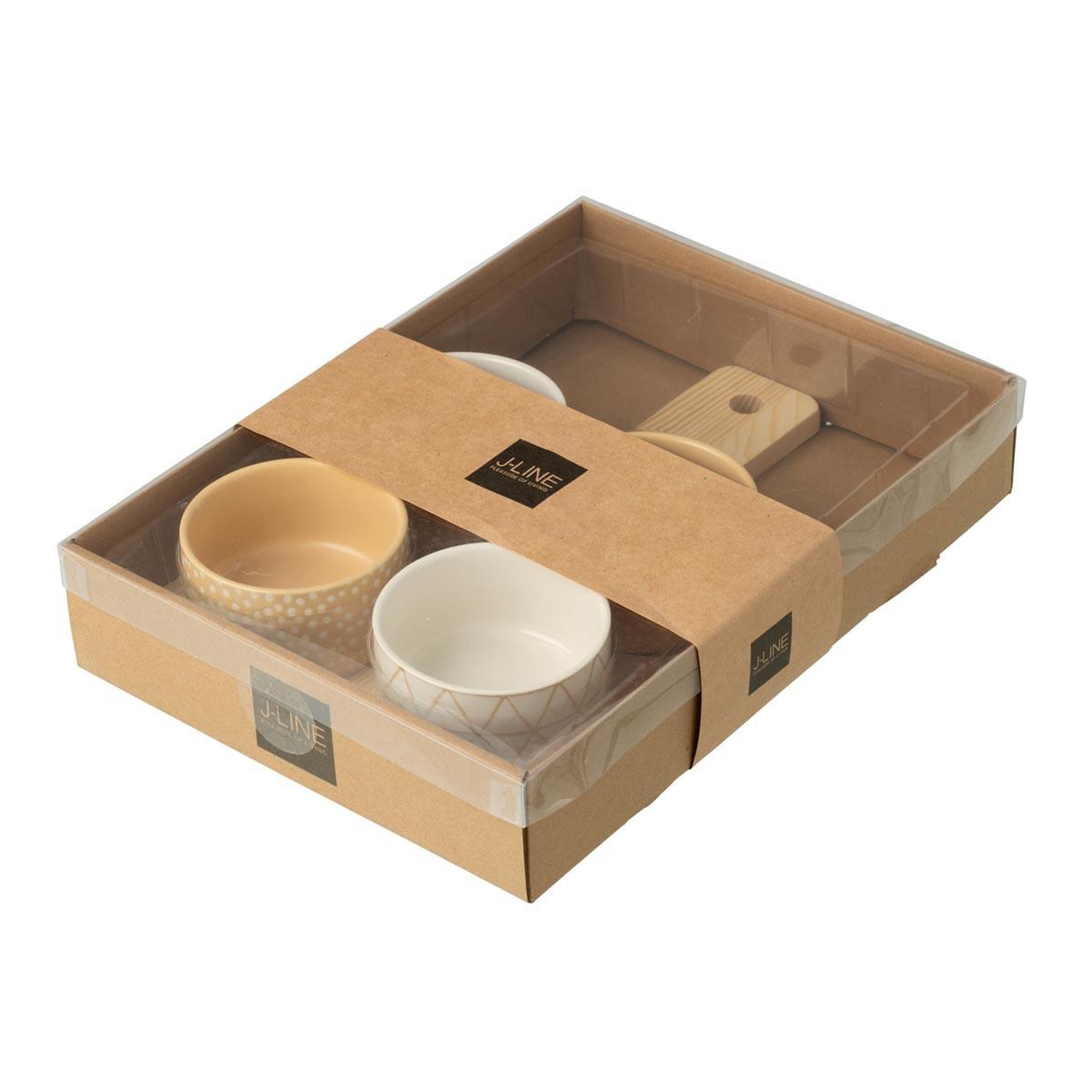 Voir la diapositive 3 : J-LINE Service Apéritif 5 Pièces  Avery  31cm Crème & Blanc