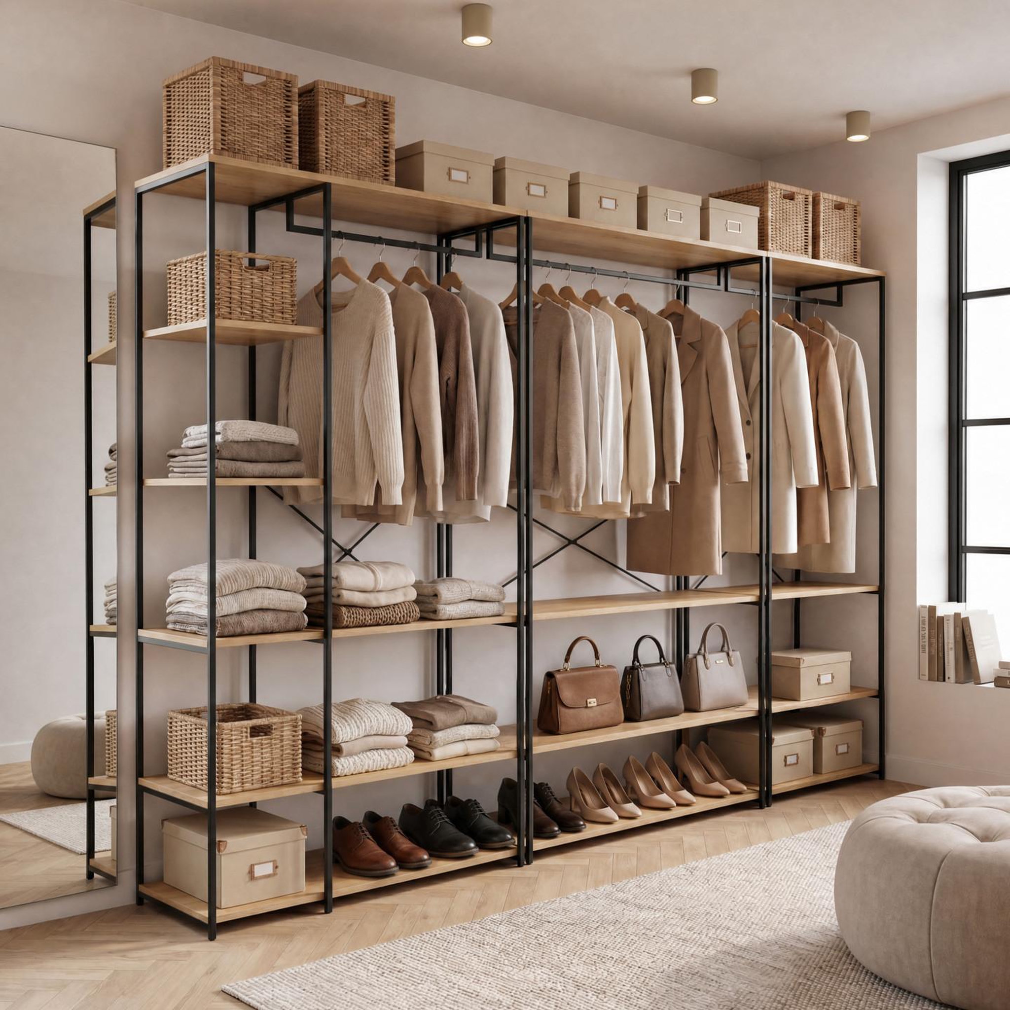 Voir la diapositive 2 : ID MARKET Dressing modulable xxl grande capacité l. 250 cm detroit design industriel