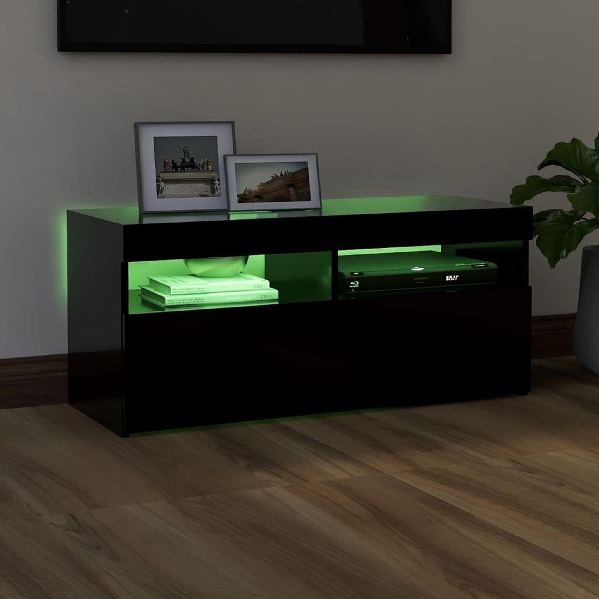 Voir la diapositive 4 : VIDAXL Meuble TV avec lumieres LED noir 90x35x40 cm
