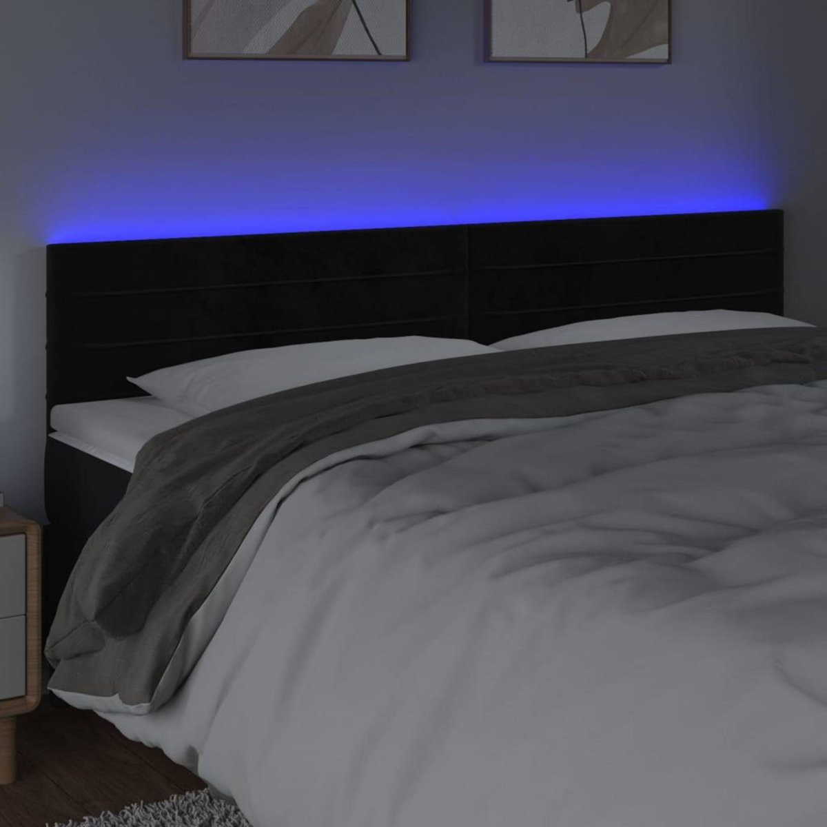 VIDAXL Tete de lit a LED Noir 160x5x78/88 cm Velours
